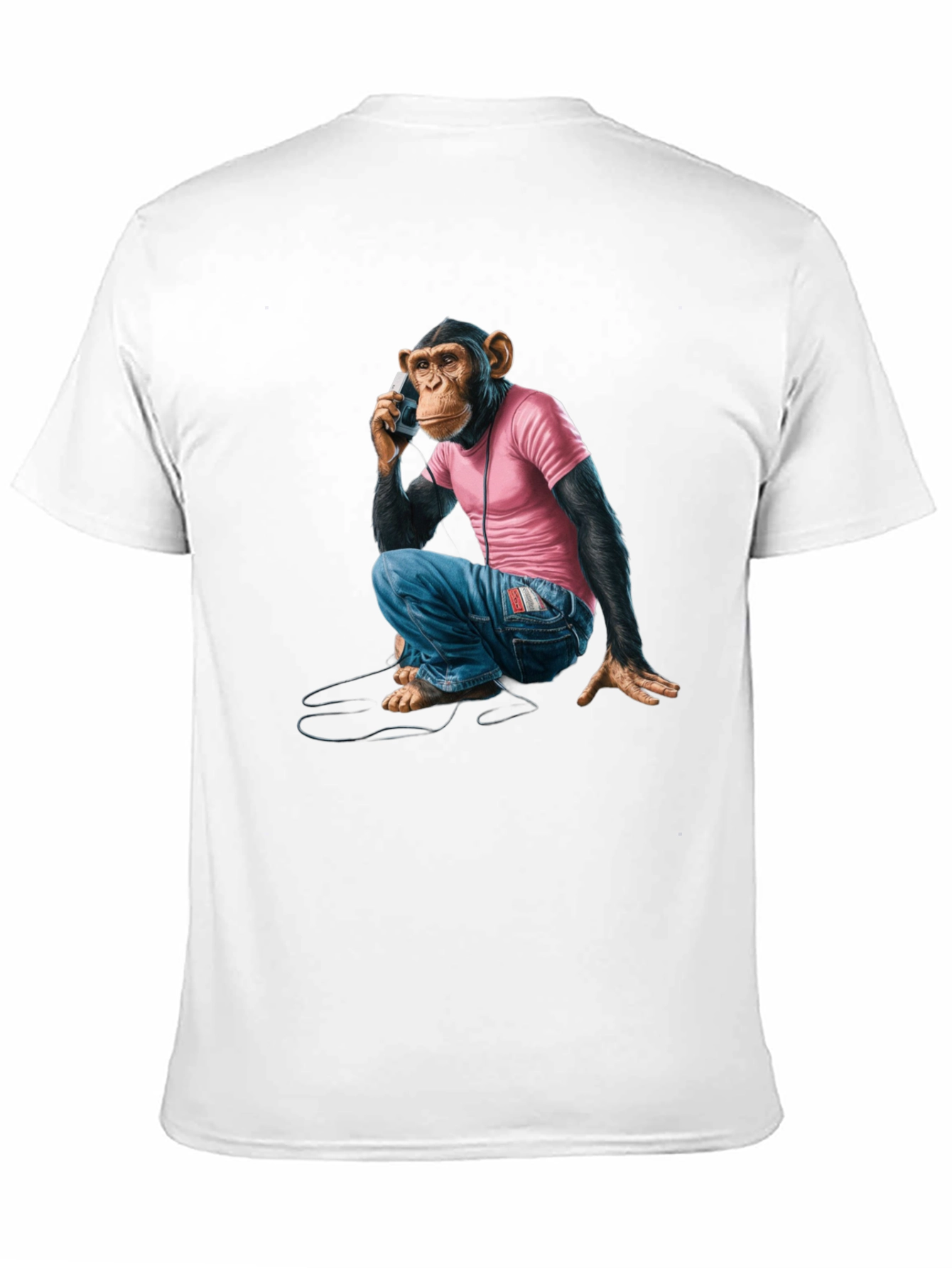 Black Monkey on Phone Graphic Tee - Quirky & Unique Design view 11