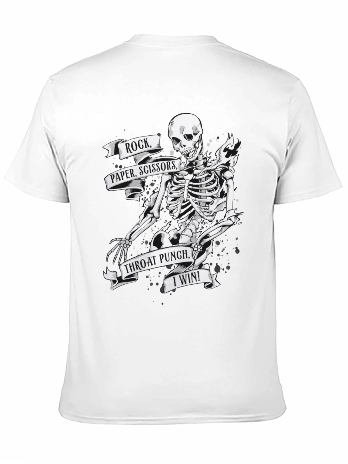 Black Humorous Skeleton T-Shirt: Rock, Paper, Scissors view 11