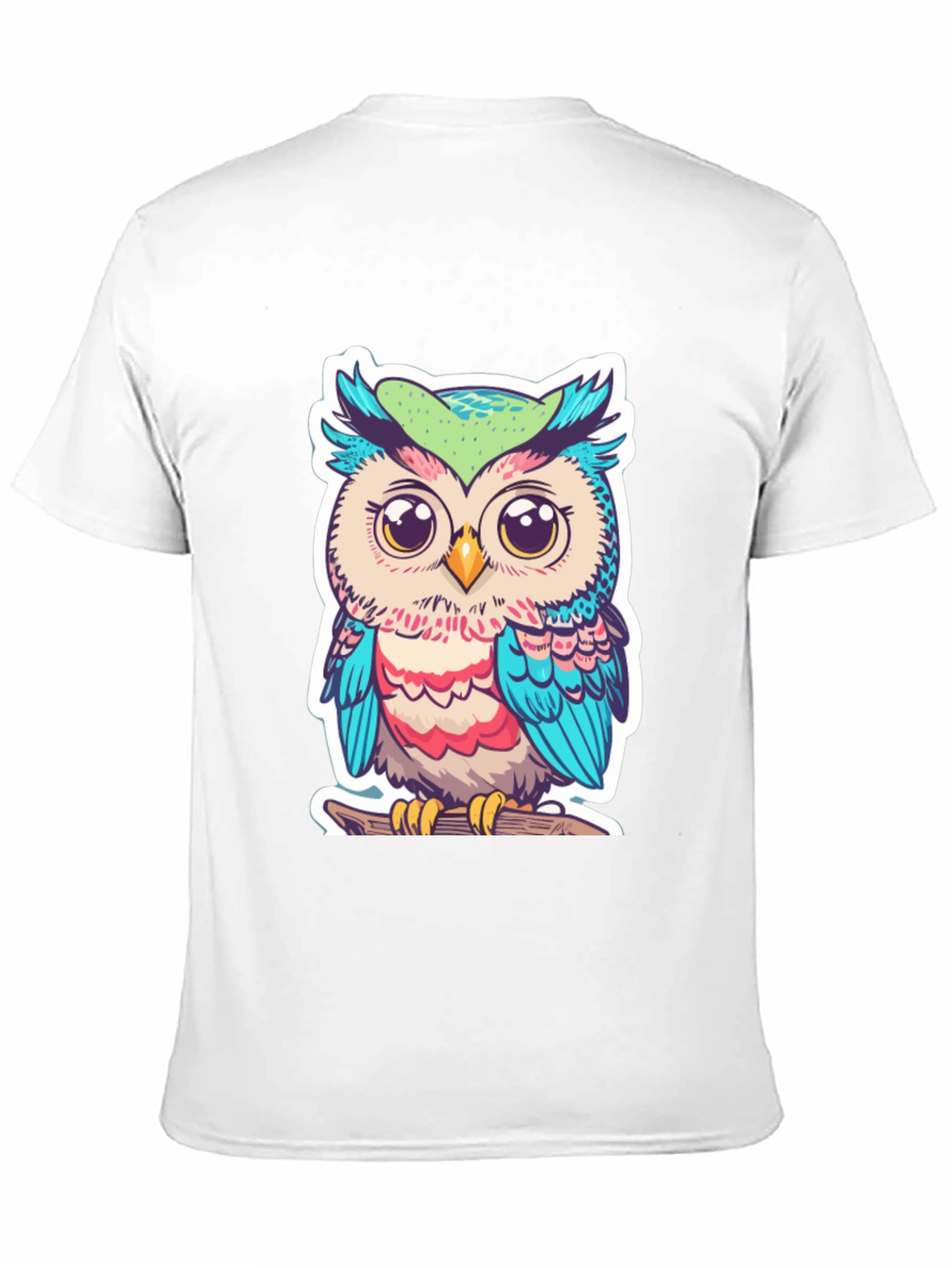 Black Cute Owl Graphic T-Shirt - Black Cotton Tee view 11