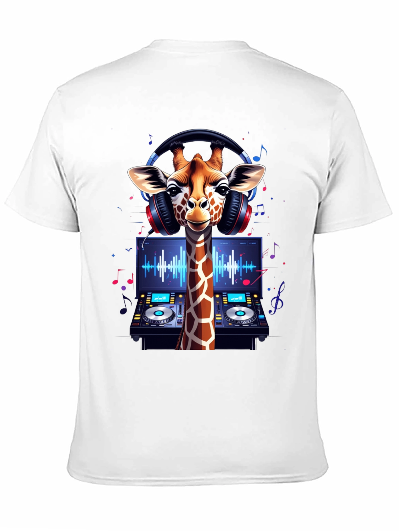 Black DJ Giraffe Graphic Tee - Music Lover's T-Shirt view 11