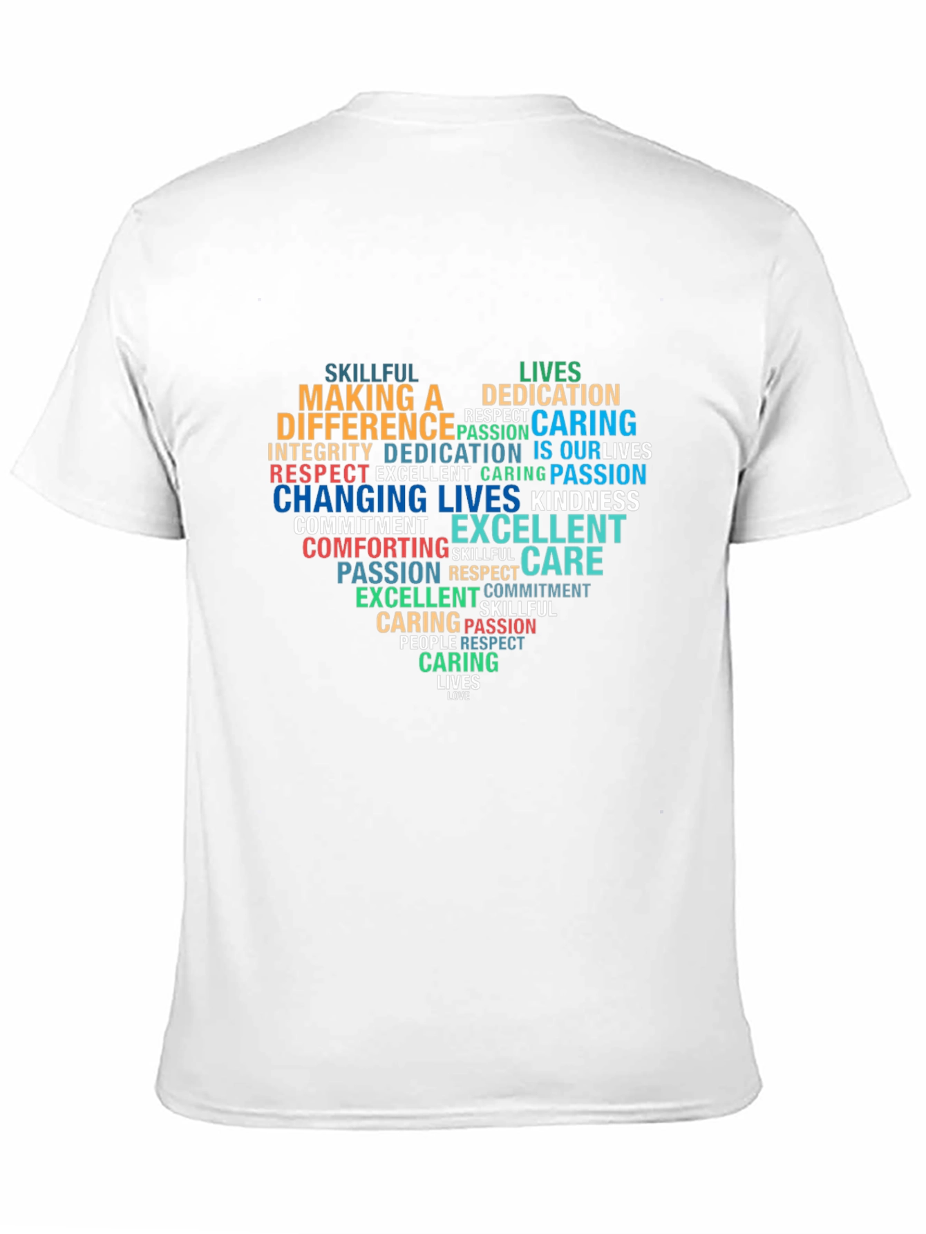 Black Heart Word Art Graphic T-Shirt - Caring Dedication Love view 11