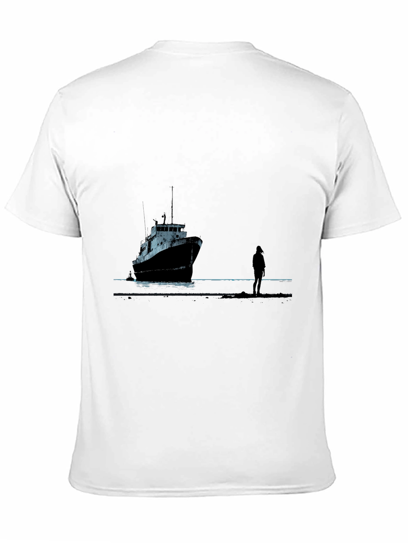 Black Ship Silhouette Graphic Black Tee view 11