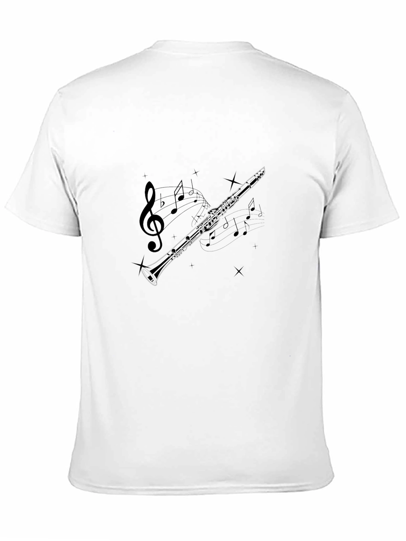 Black Musical Clarinet Graphic Tee - Unisex Black T-Shirt view 11