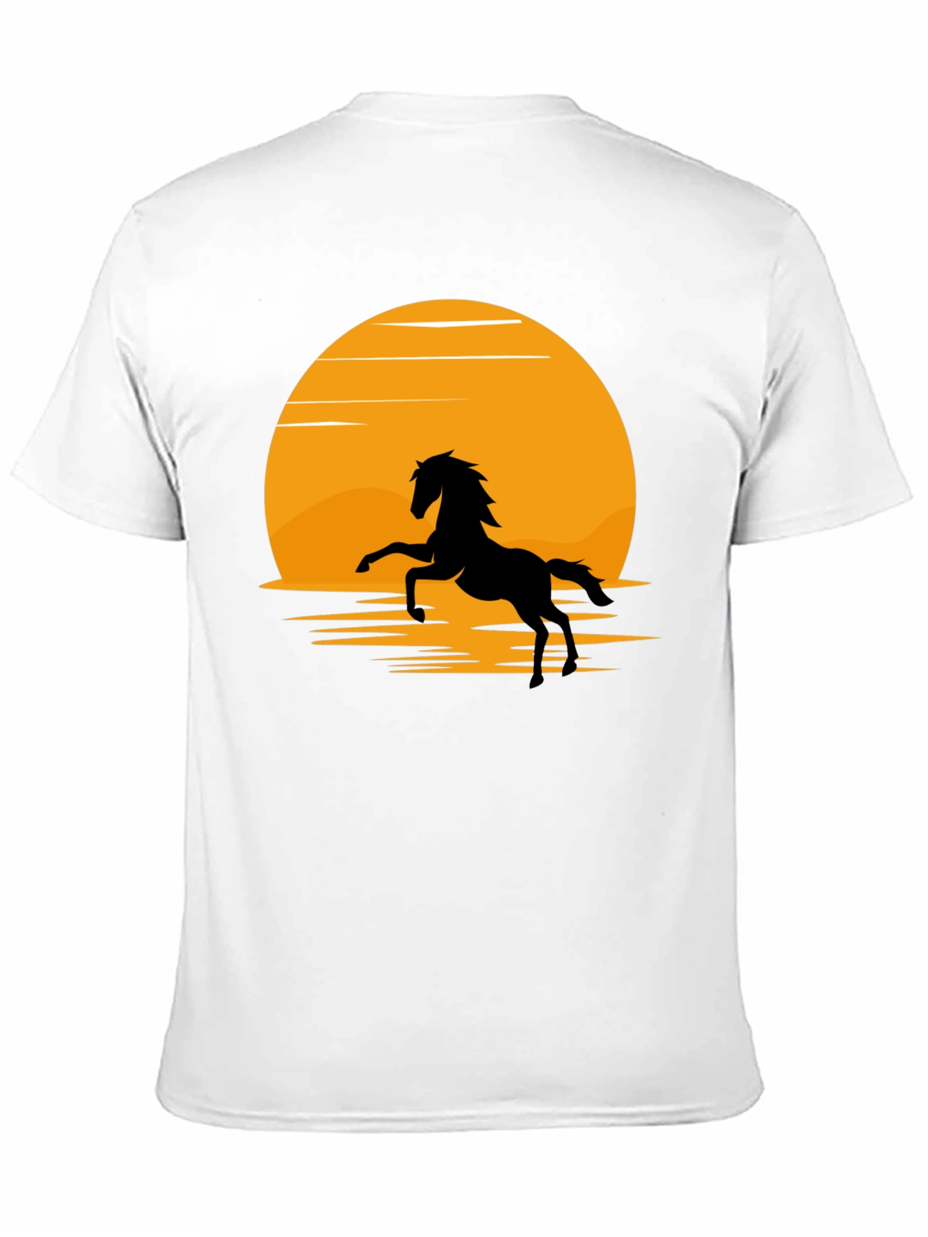 Black Silhouette Horse T-Shirt - Black, Sun Design view 11