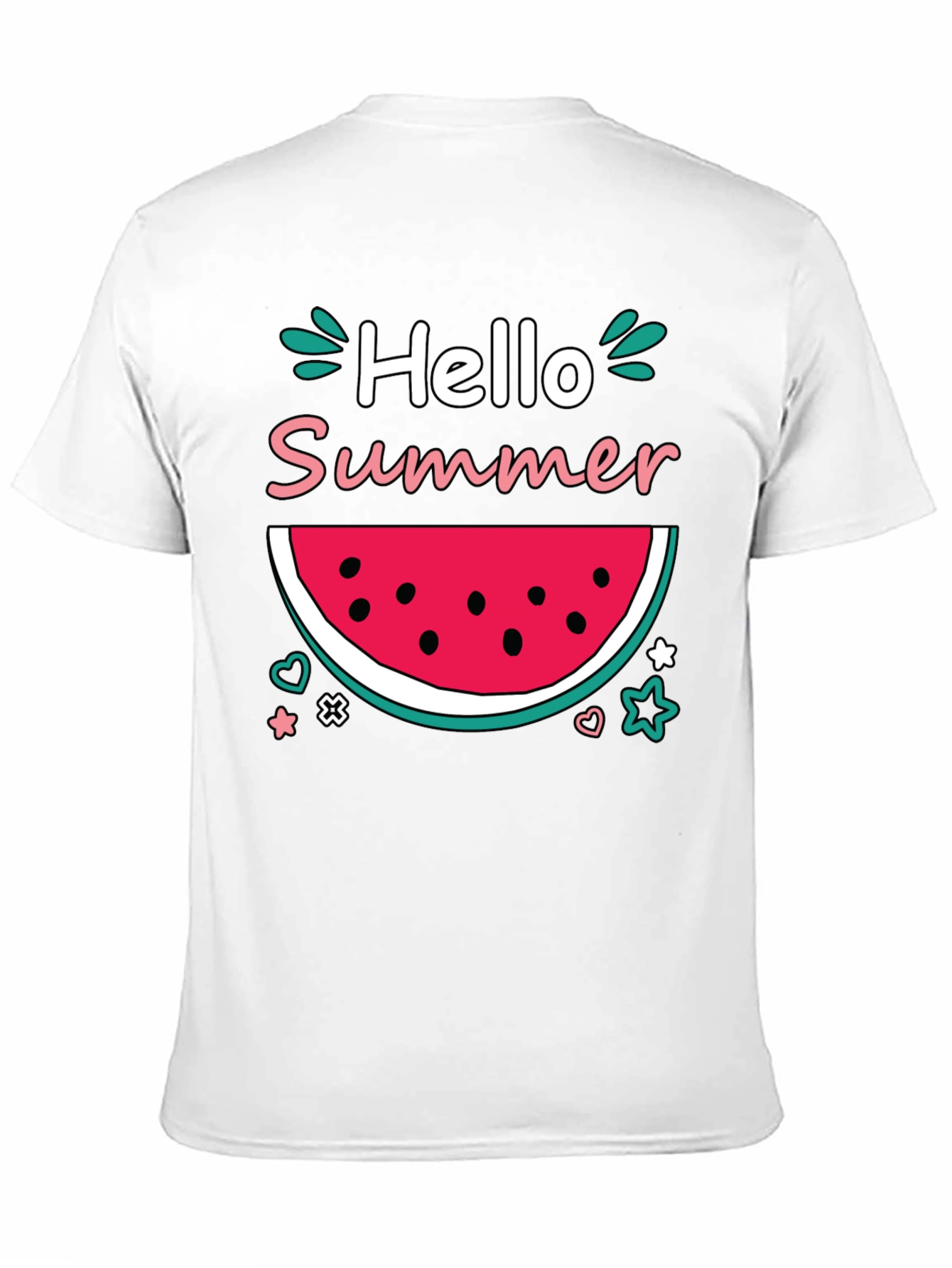 Black Hello Summer Watermelon Graphic T-Shirt view 11