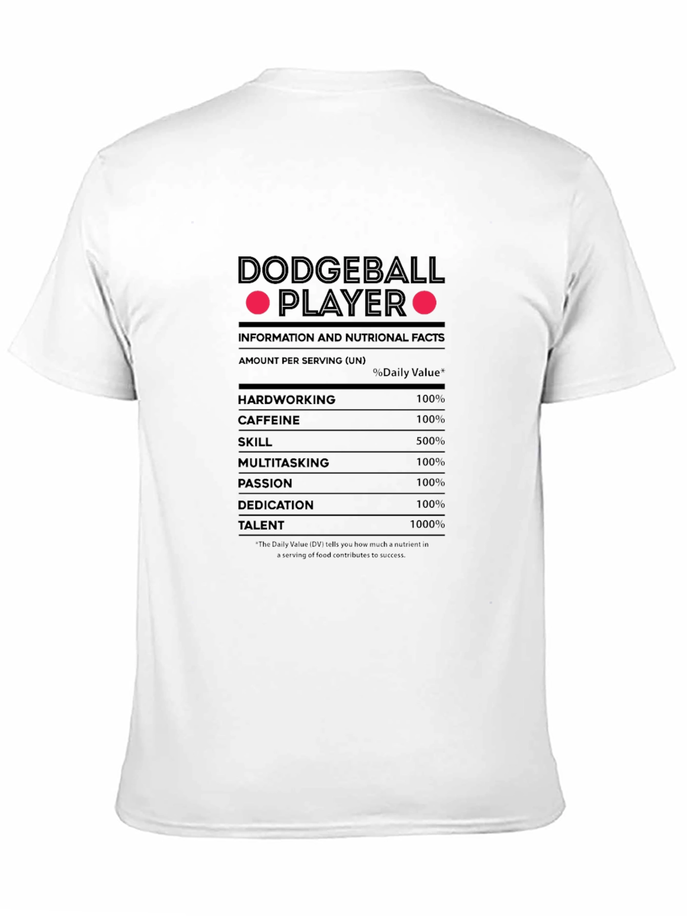 Black Dodgeball Player Nutrition Facts T-Shirt view 11