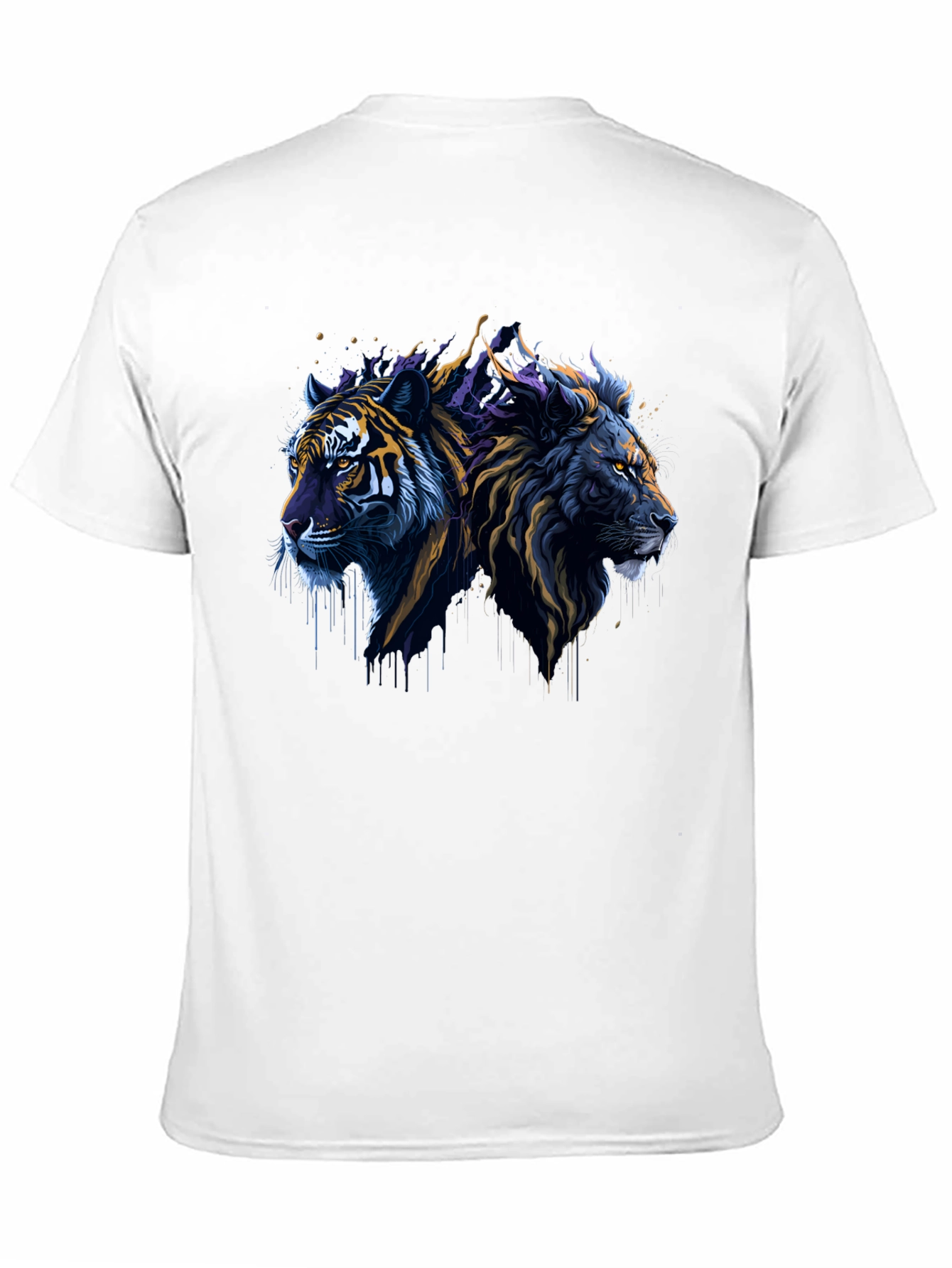 Black Lion & Tiger Graphic Tee - Black Crew Neck T-Shirt view 11