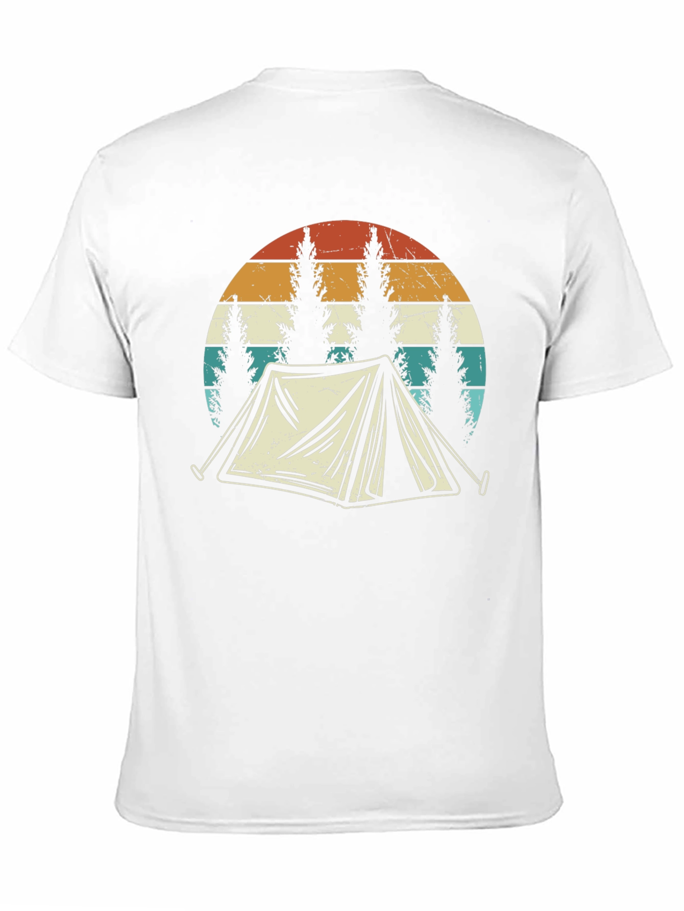 Black Vintage Camping T-Shirt - Retro Tent & Trees Design view 11