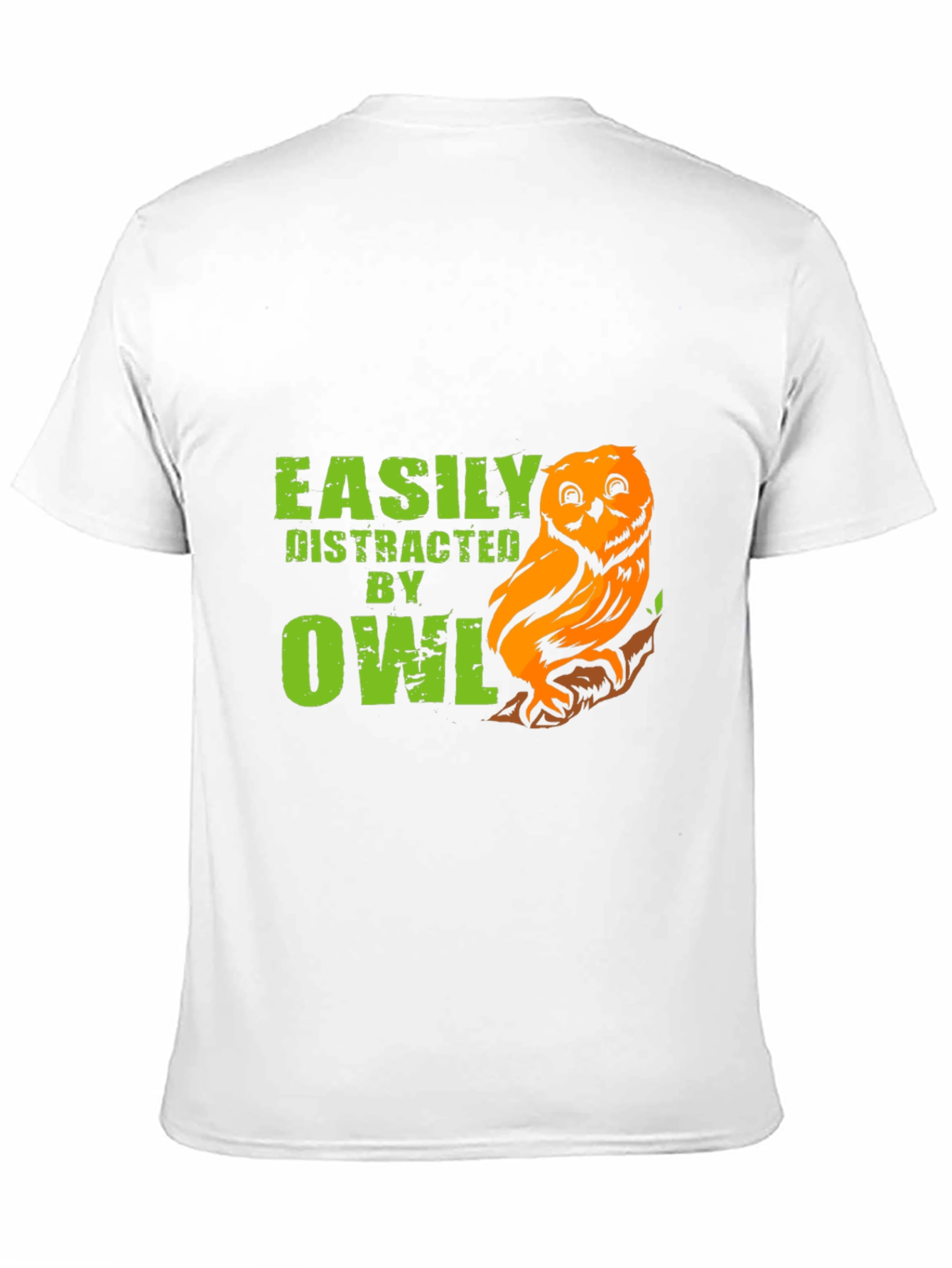Black Easily Distracted By Owls Funny T-Shirt view 11