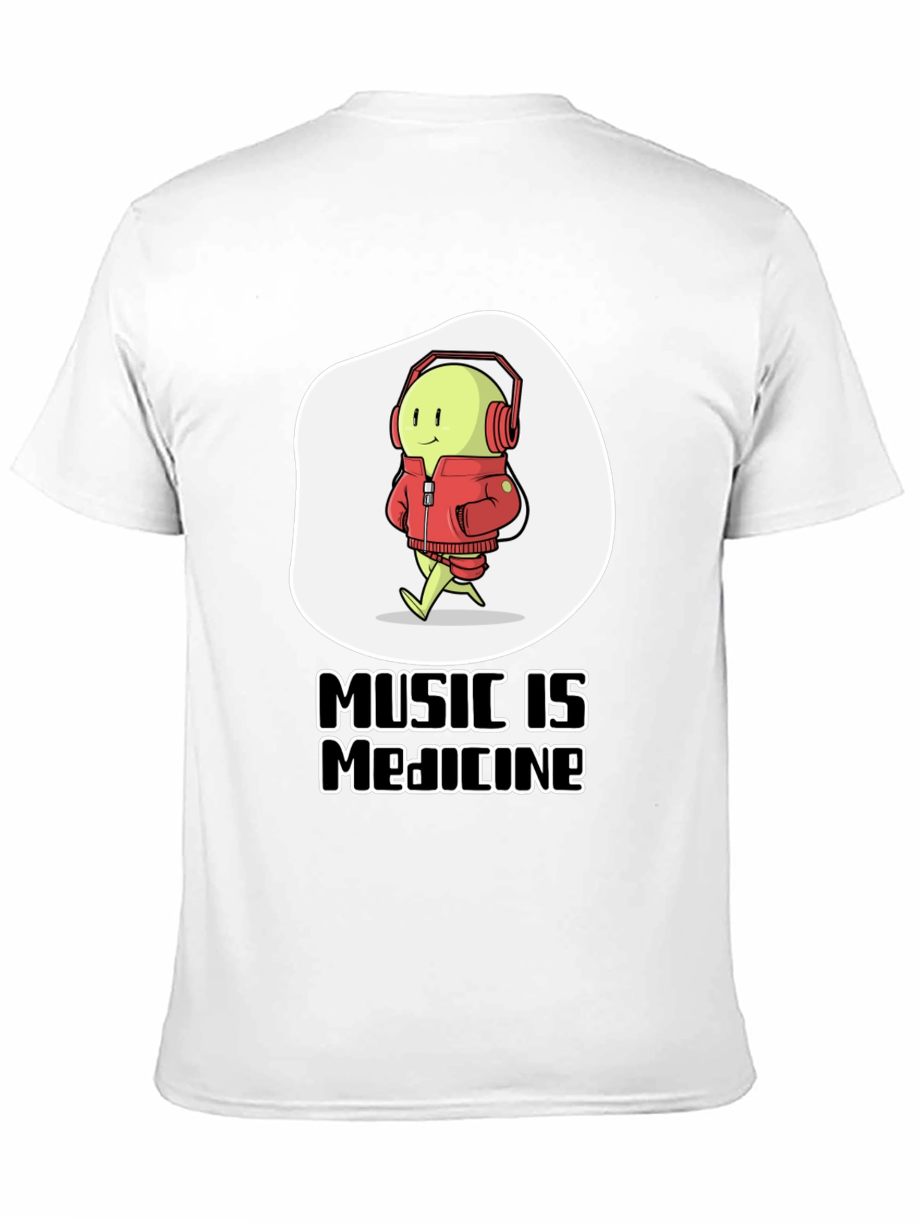 Black Music is Medicine T-Shirt - Cartoon Character with Headphones view 11