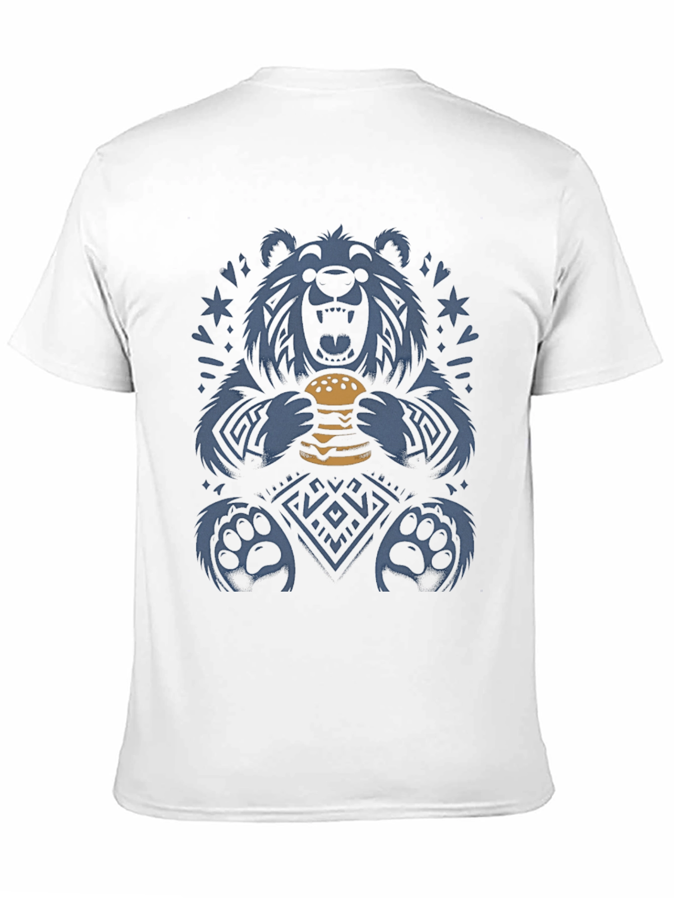 Black Bear Eating Burger Graphic Tee - Novelty Print T-Shirt view 11