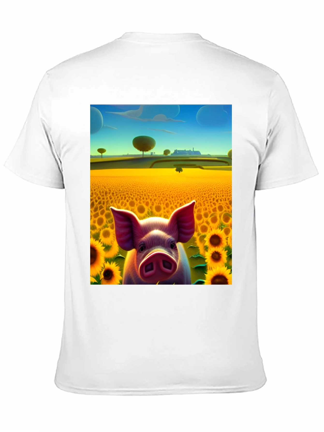 Black Pig in Sunflower Field Graphic Tee view 11