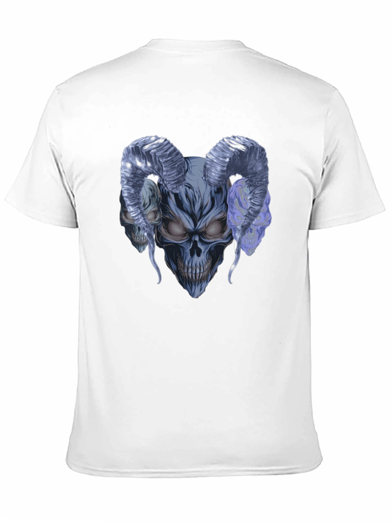 Black Skull Horns Graphic Tee - Men's Black Cotton T-Shirt view 11