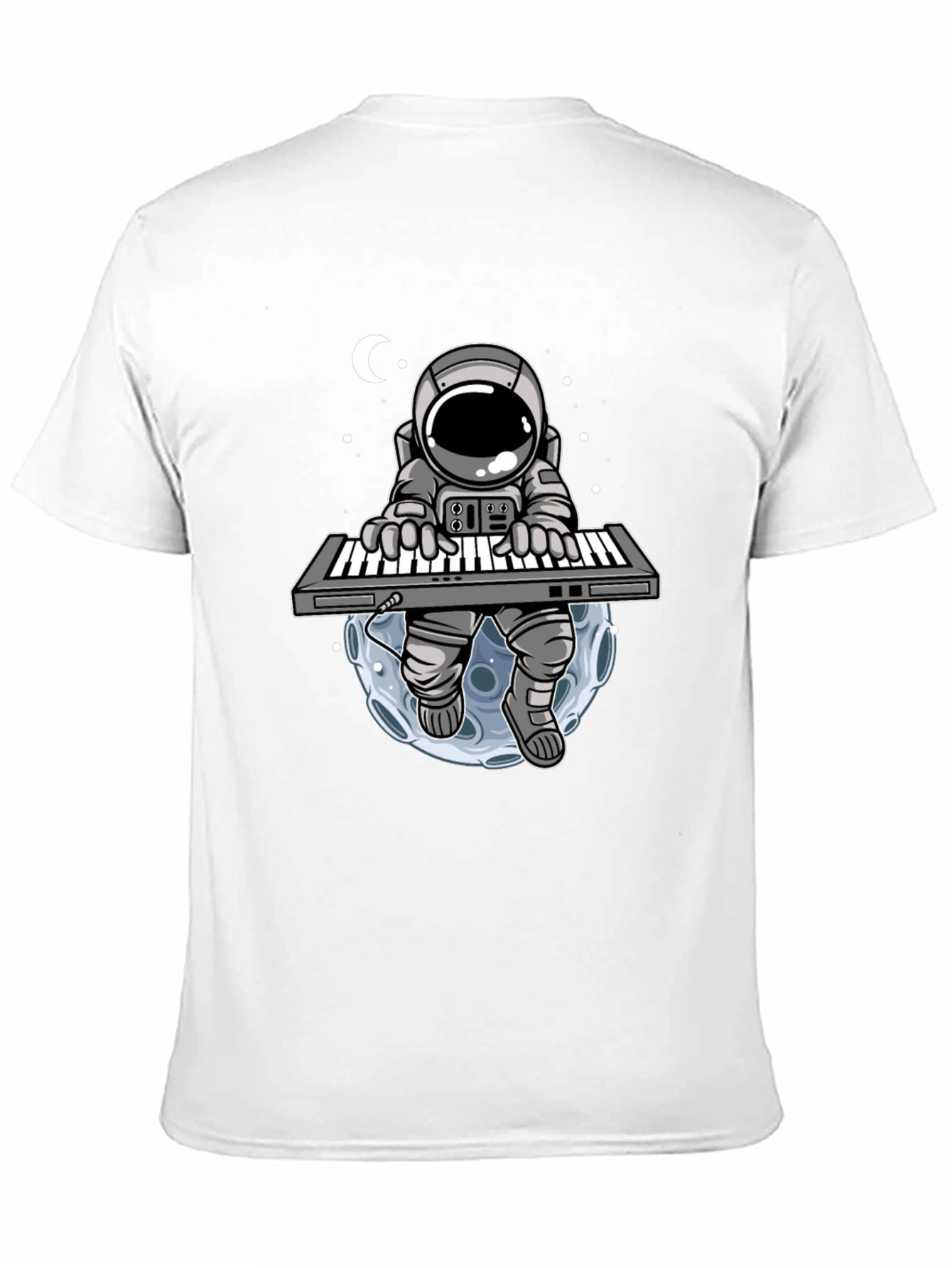 Black Astronaut Keyboardist Graphic T-Shirt view 11