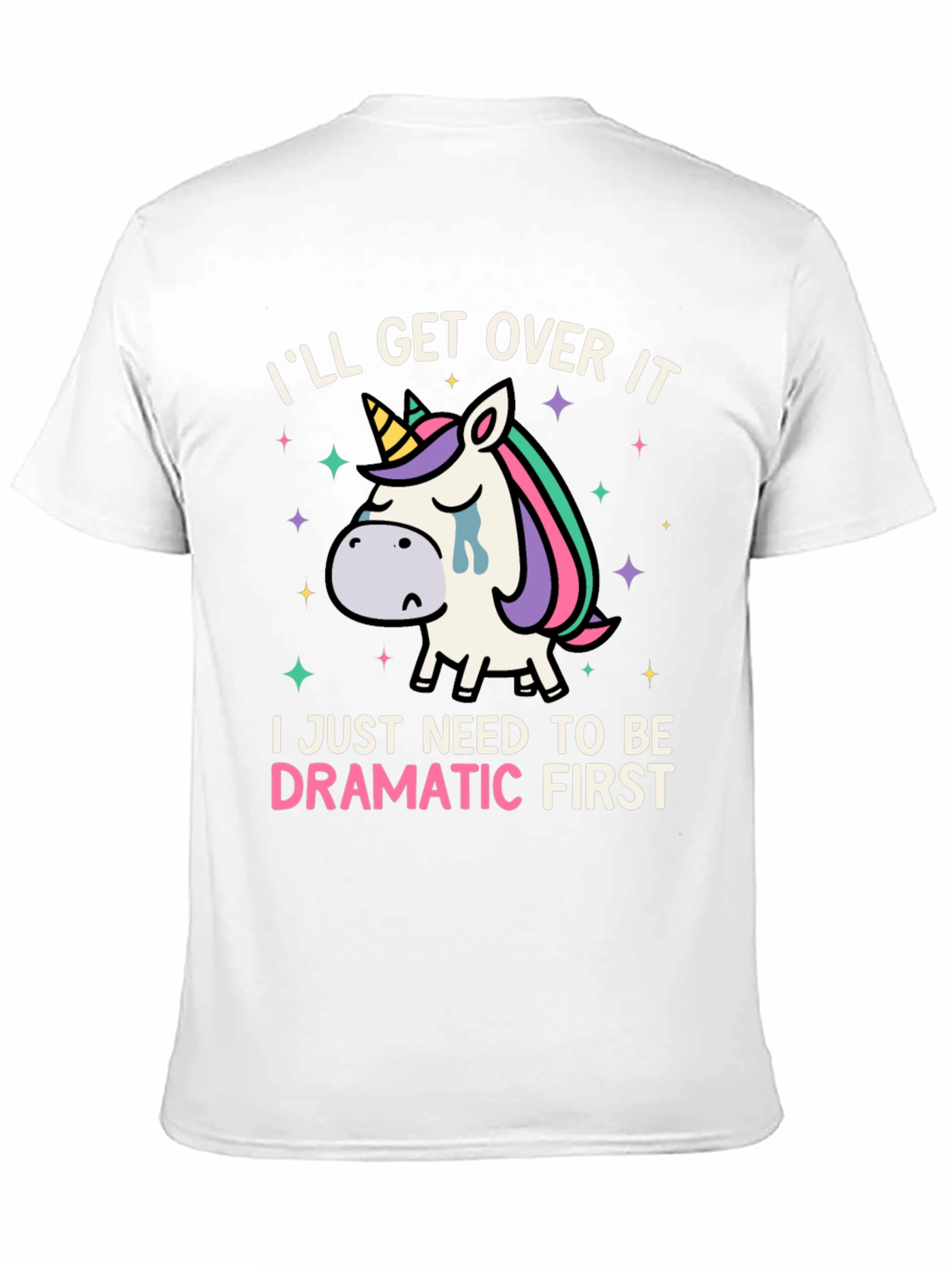 Black Dramatic Unicorn T-Shirt - Funny Graphic Tee view 11