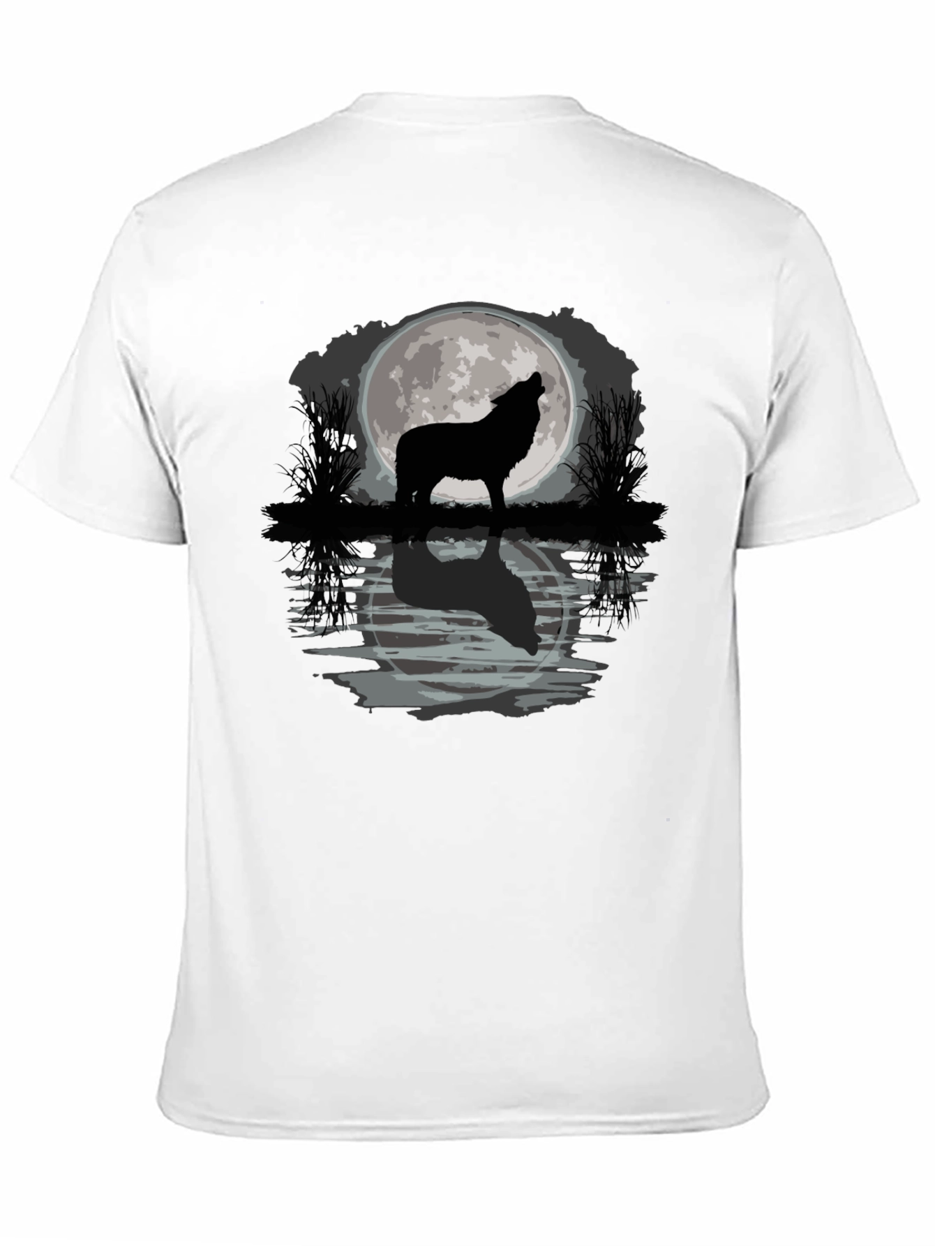 Black Wolf Howling at Moon Graphic T-Shirt view 11