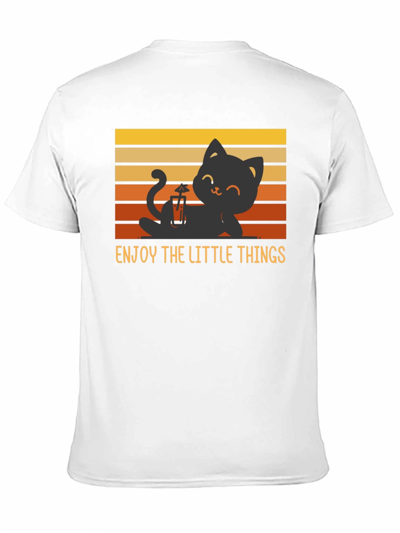Black Enjoy the Little Things Cat T-Shirt - Relaxed Black Tee view 11