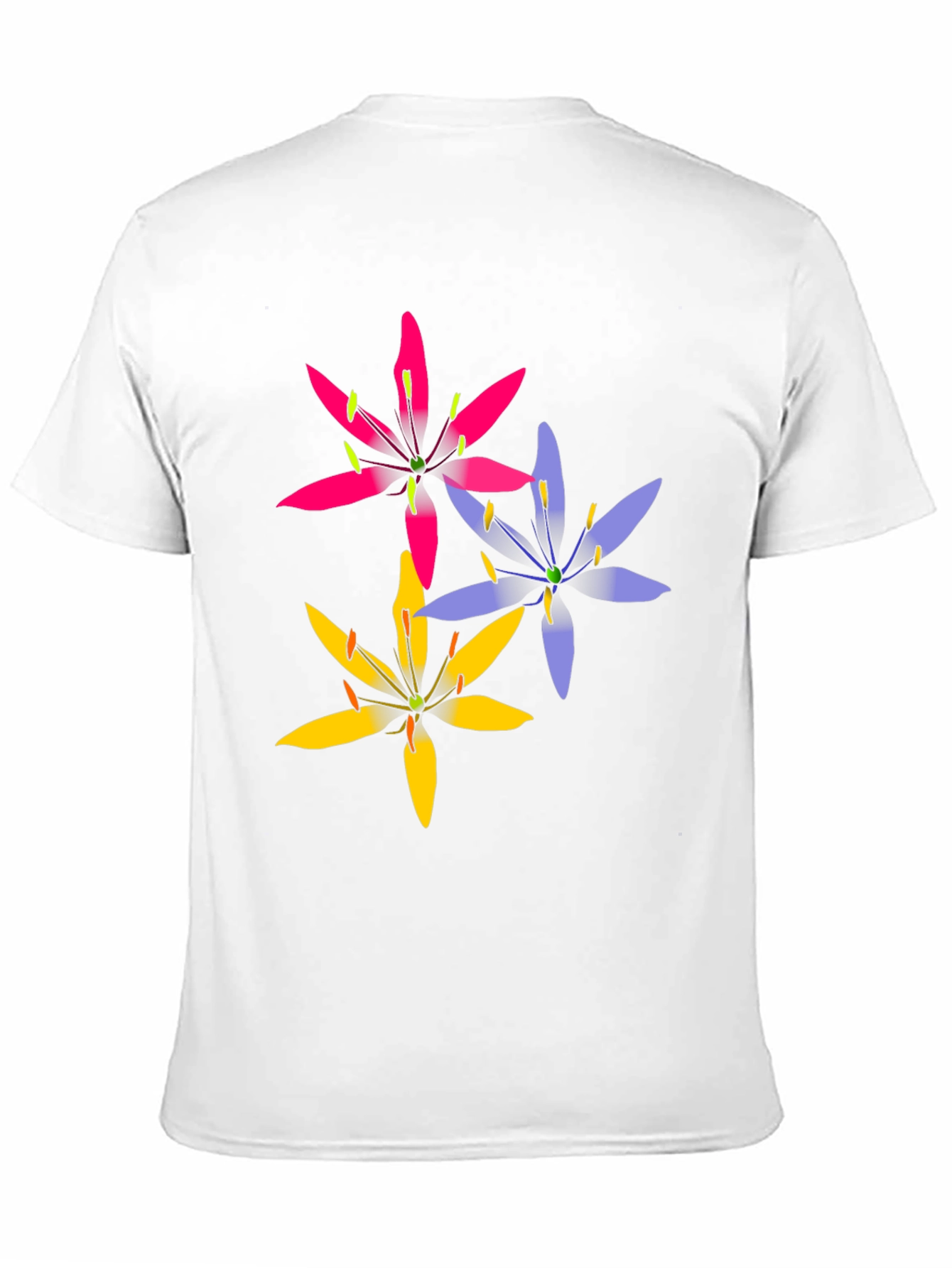 Black Floral Print Men's Black T-Shirt view 11