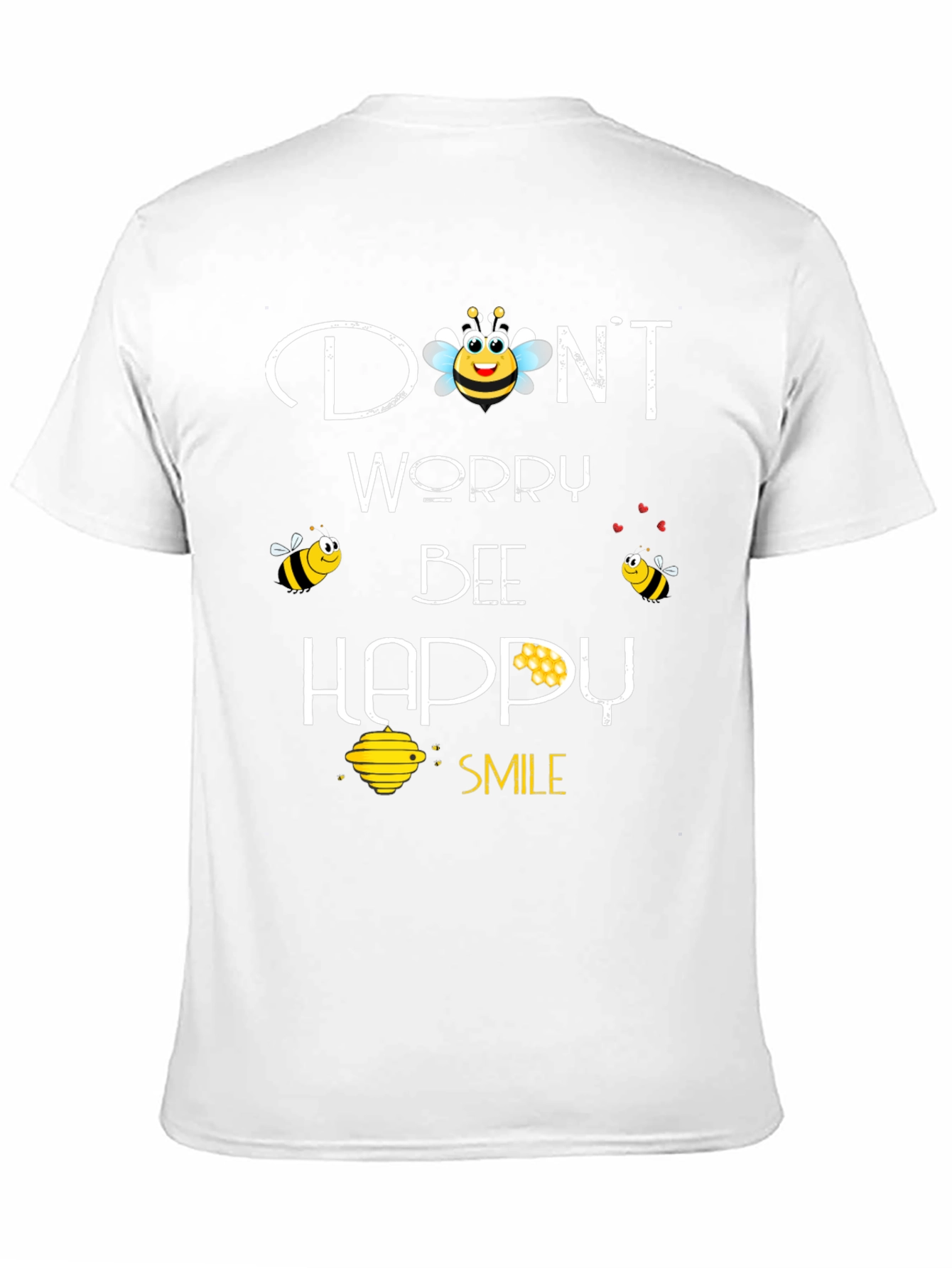 Black Don't Worry Bee Happy Graphic T-Shirt view 11