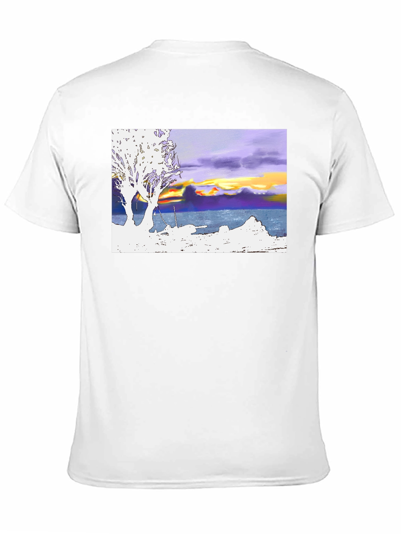 Black Sunset Coastline T-Shirt: Artistic Graphic Tee view 11