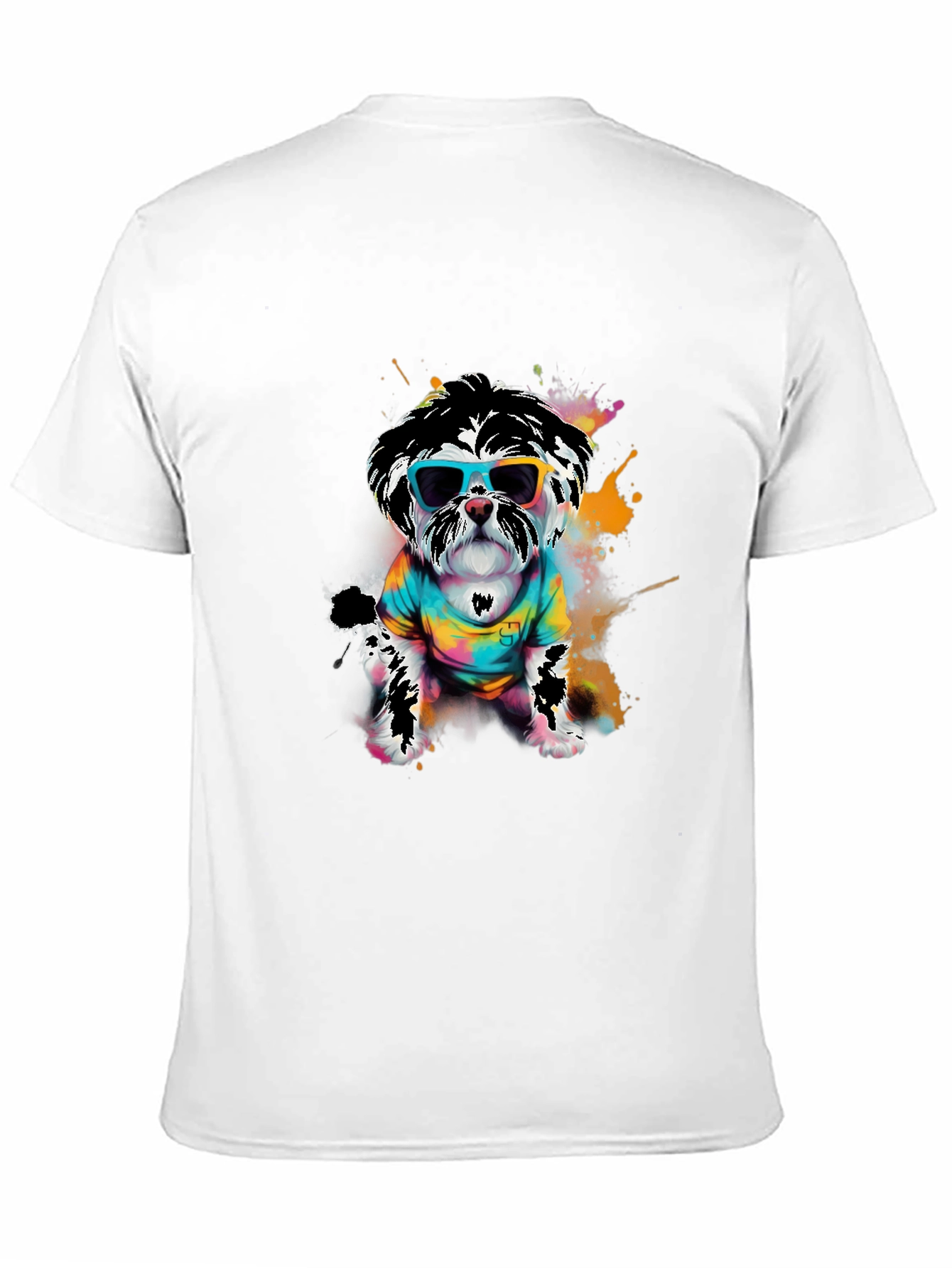 Black Cool Dog Graphic Tee - Funky Puppy Design view 11