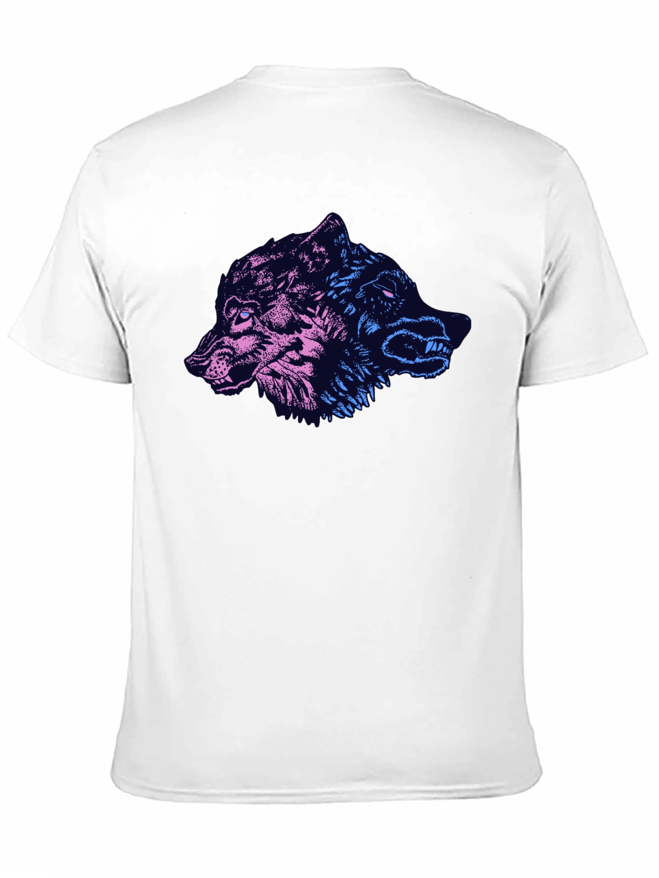 Black Wolf Duo Graphic Print Black T-Shirt view 11