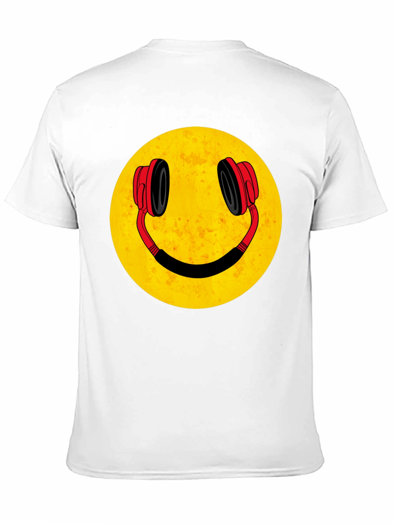 Black Smiley Face Headphones Graphic Tee view 11