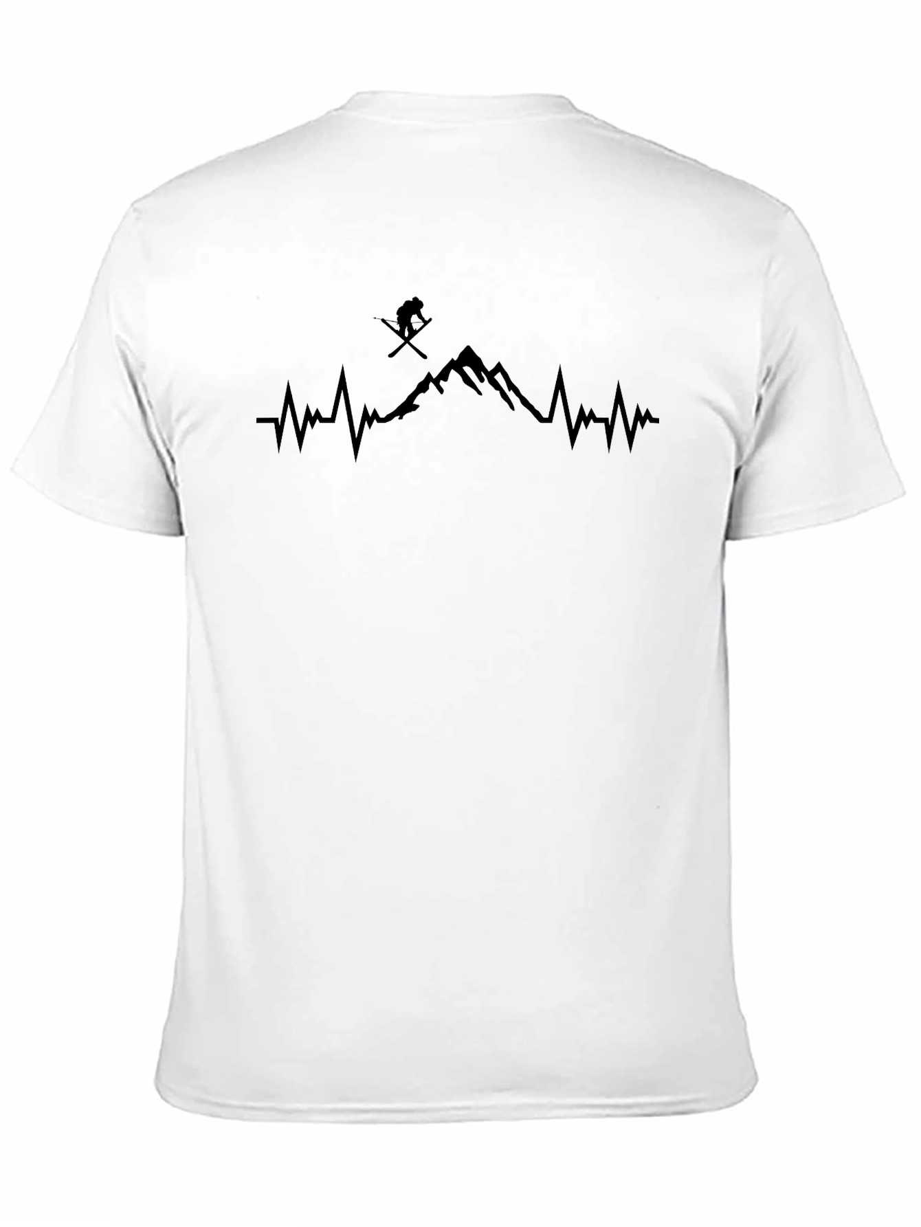 Black Skier Heartbeat Graphic T-Shirt - Mountain Lover Tee view 11