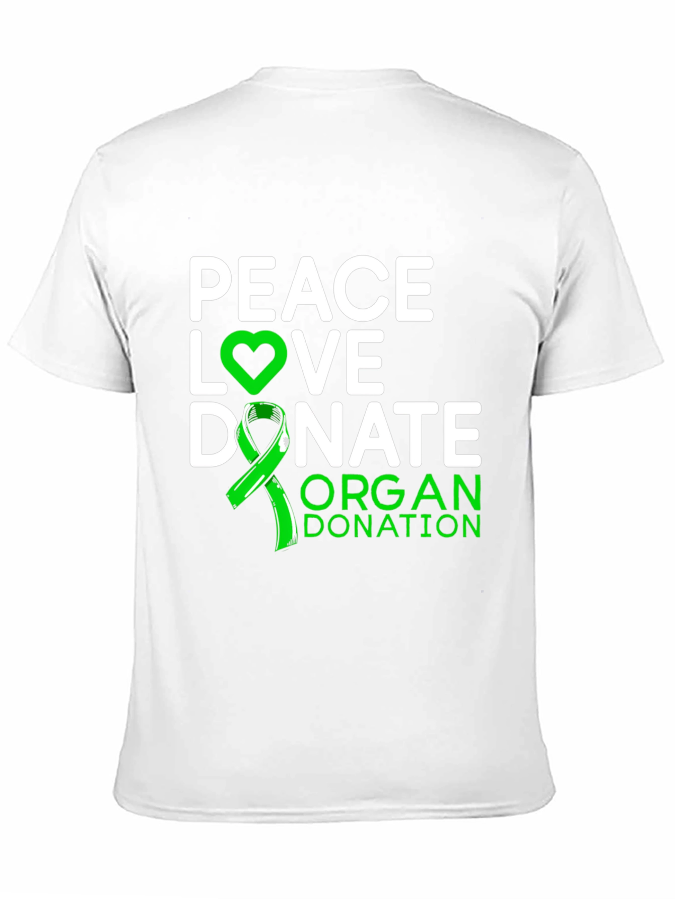 Black Peace Love Donate Organ Donation Awareness T-Shirt view 11