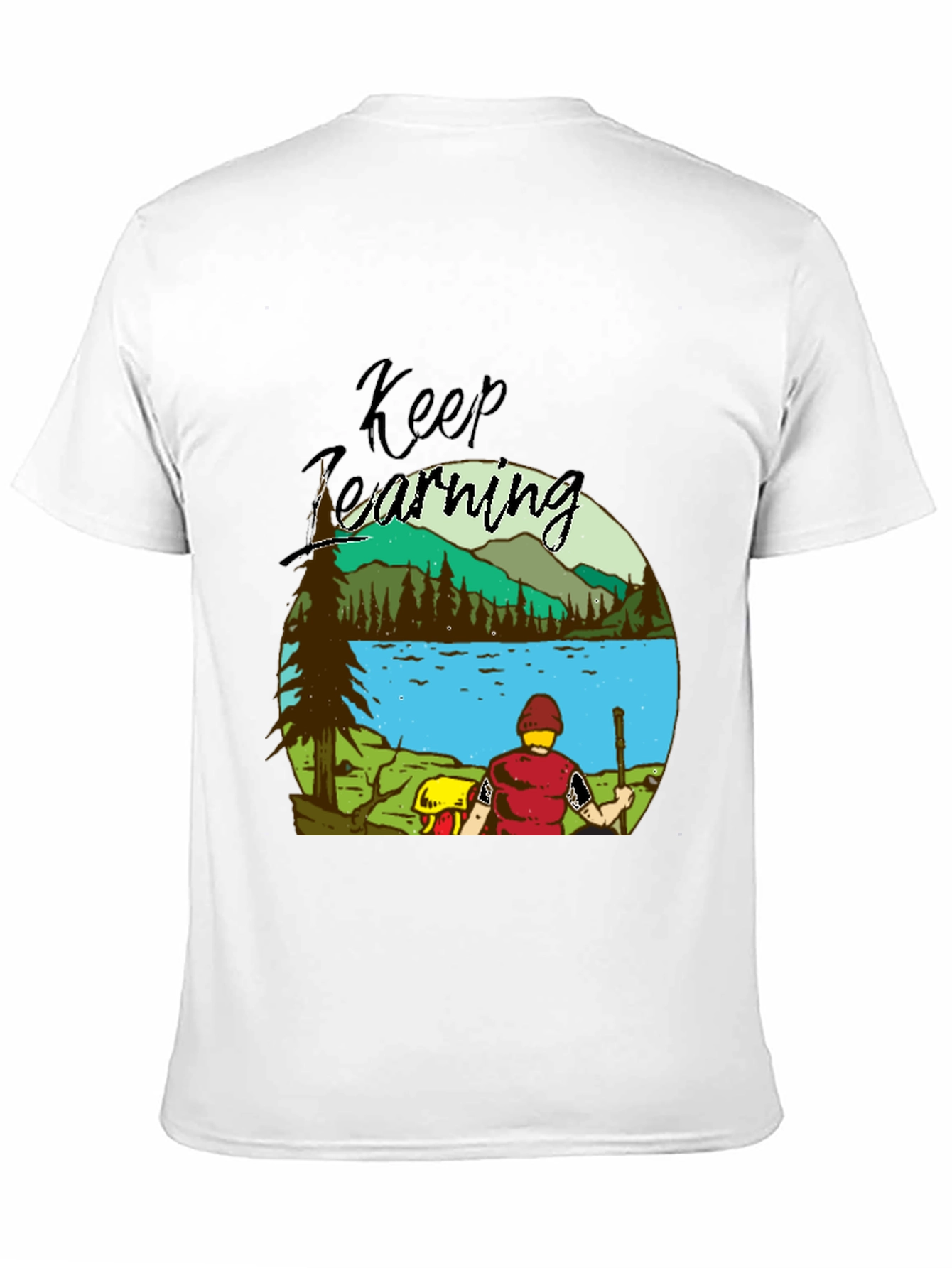 Black Keep Learning Nature Scene Graphic T-Shirt view 11