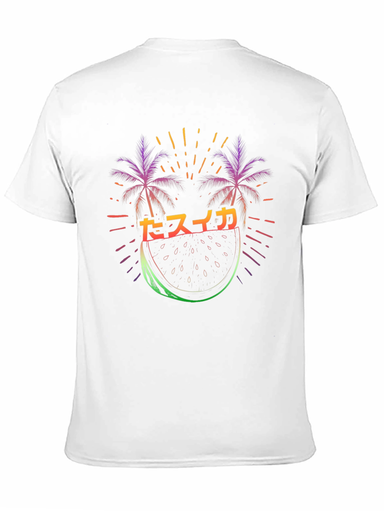 Black Neon Watermelon Japanese Style Graphic T-Shirt view 11