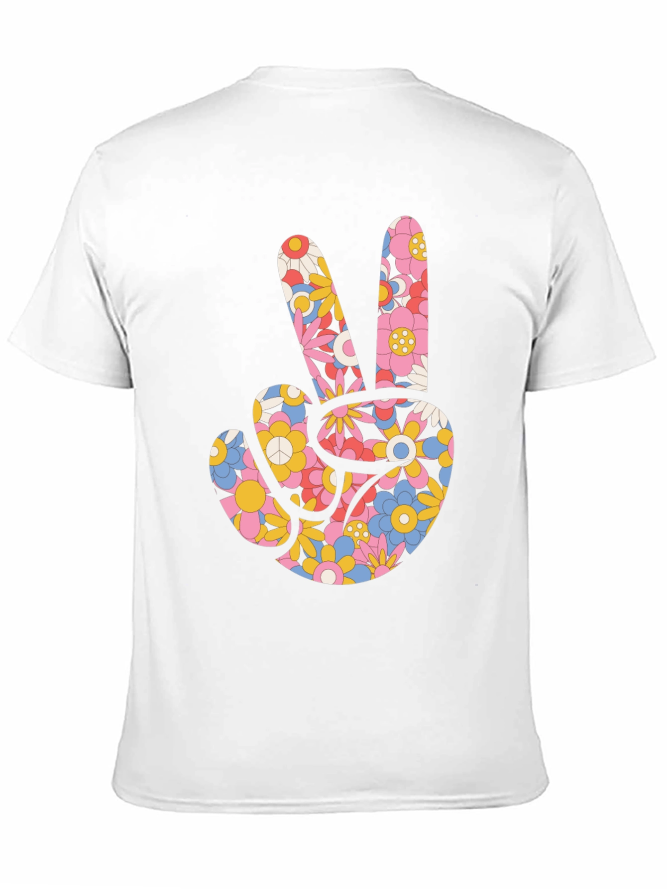 Black Floral Peace Sign Black T-Shirt view 11