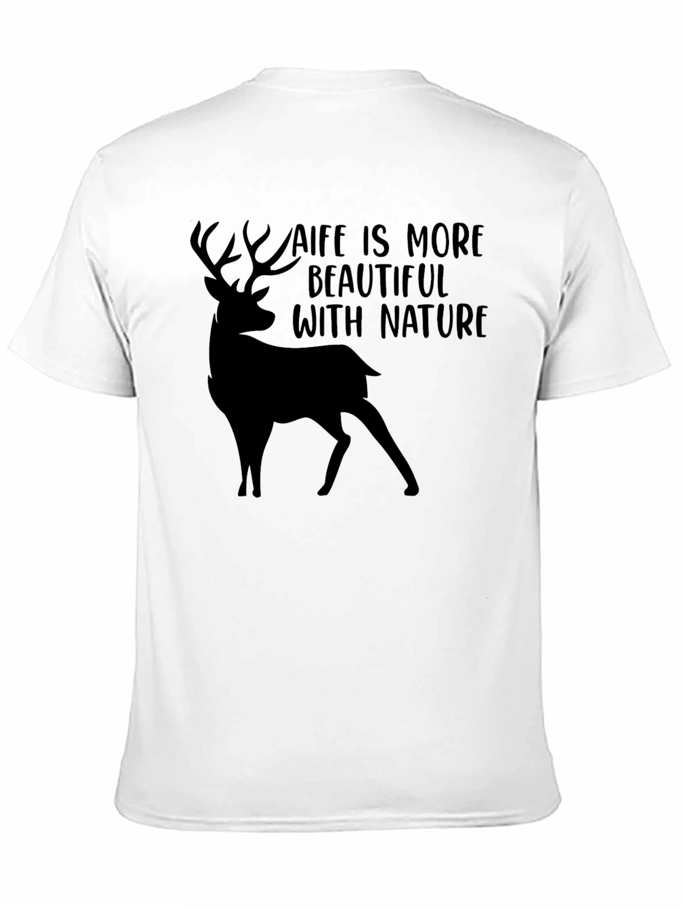 Black Nature Deer T-Shirt - Life is More Beautiful view 11