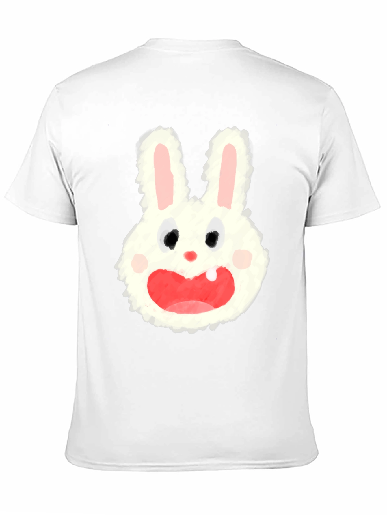 Black Cartoon Bunny Graphic Tee - Soft Black Cotton Blend view 11