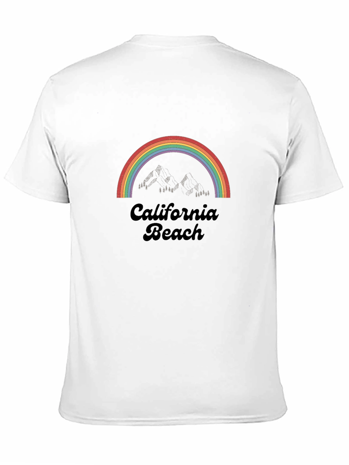 Black California Beach Rainbow Graphic Tee - Retro Style view 11