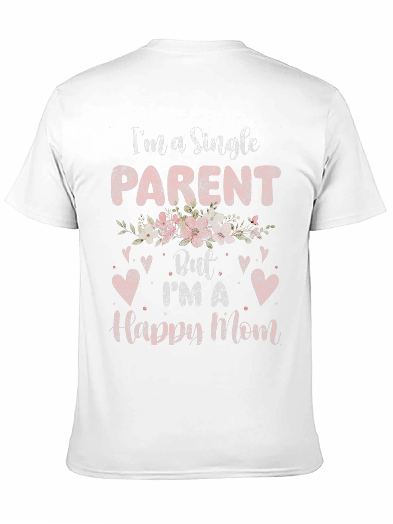 Black Single Parent Happy Mom Floral Heart T-Shirt view 11
