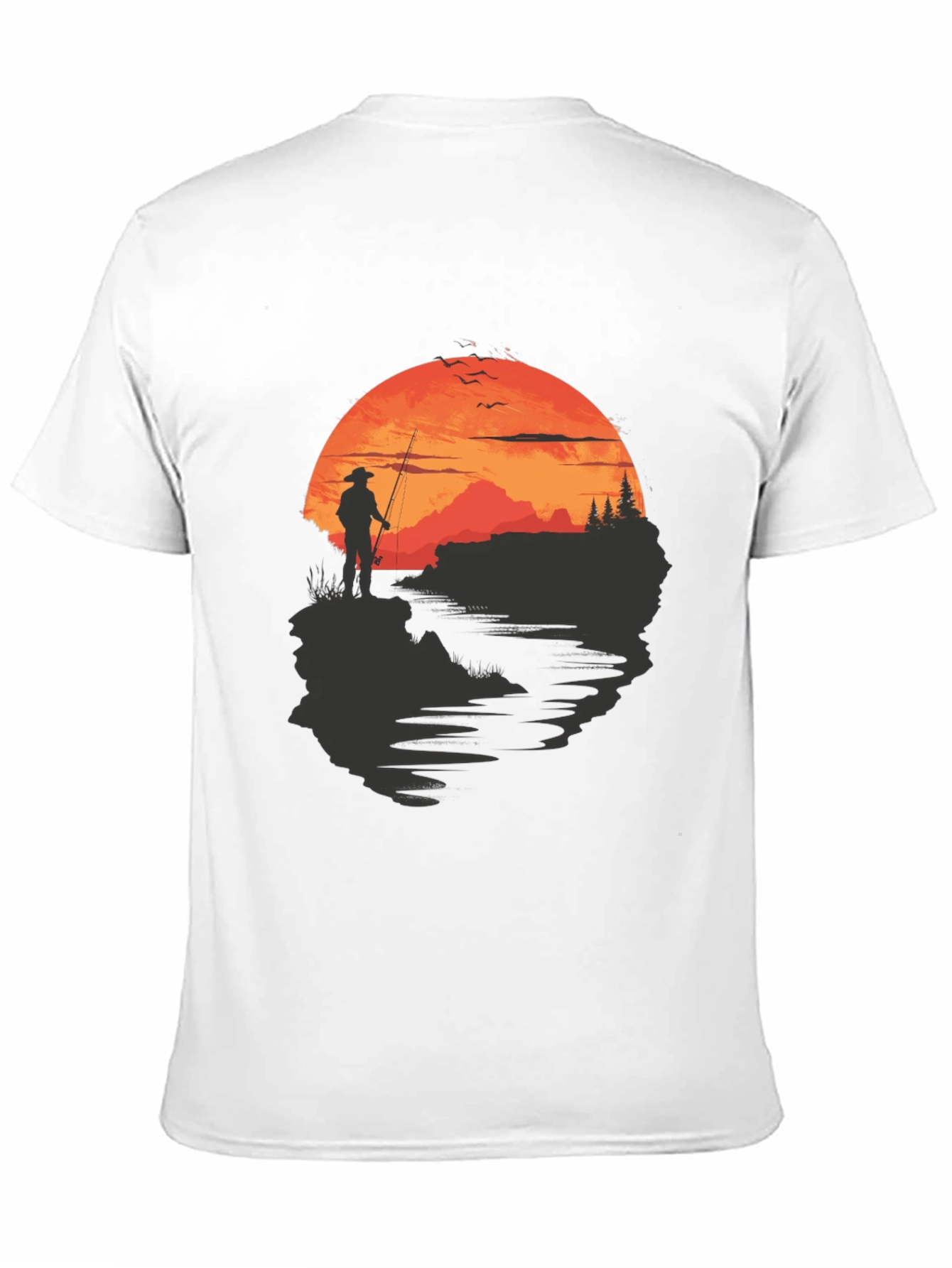 Black Fisherman Sunset Graphic Tee - Black Crew Neck view 11