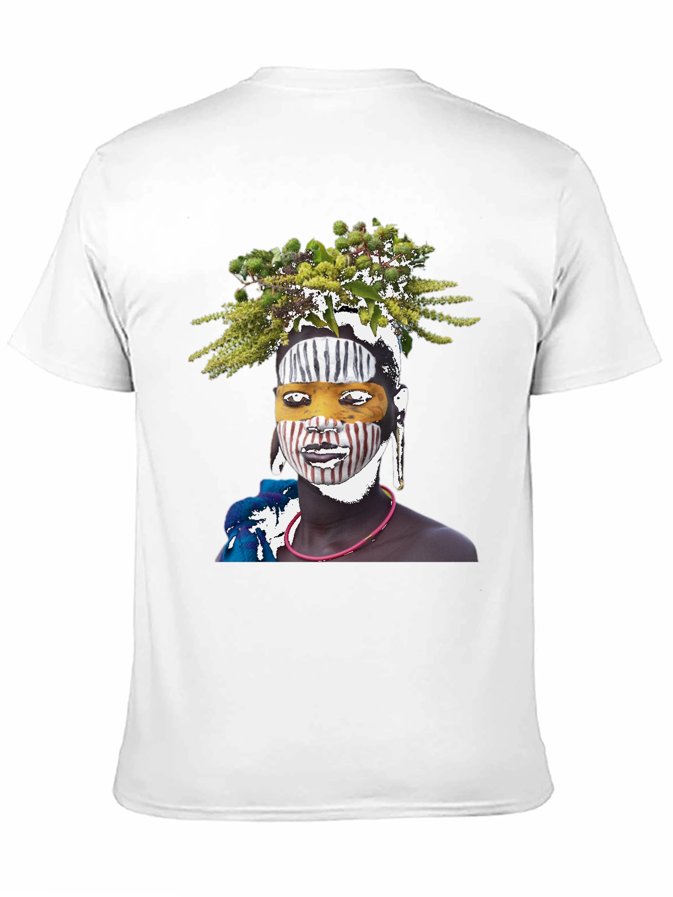 Black Tribal Face Art Graphic T-Shirt view 11