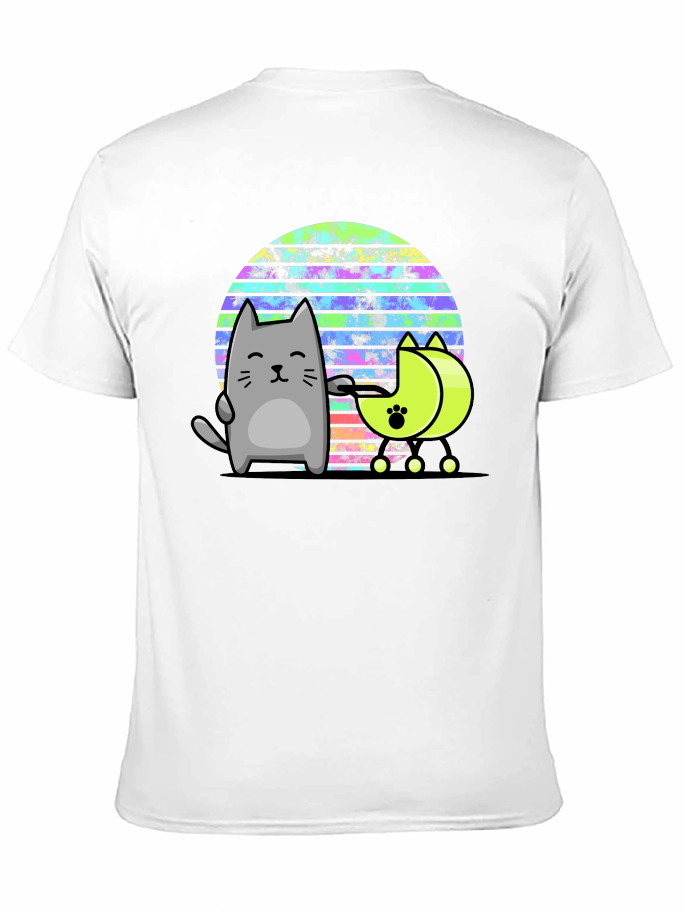 Black Retro Cat T-Shirt - 80s Style Graphic Tee view 11
