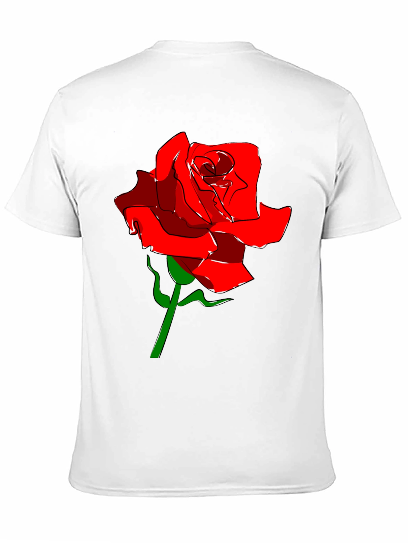 Black Men's Black T-Shirt with Red Rose Graphic view 11