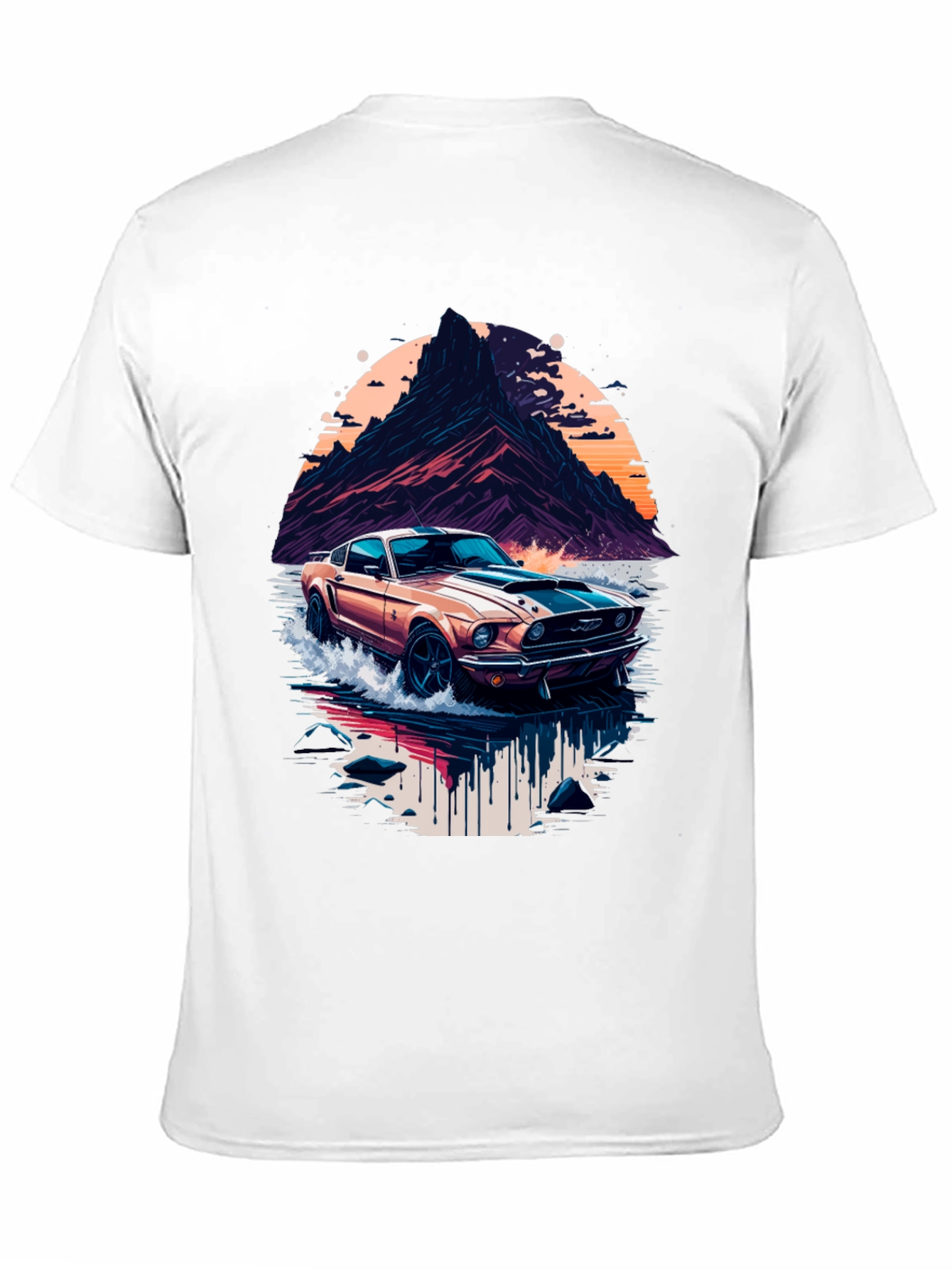 Black Retro Car Graphic Tee - Cool Mountainscape Design view 11
