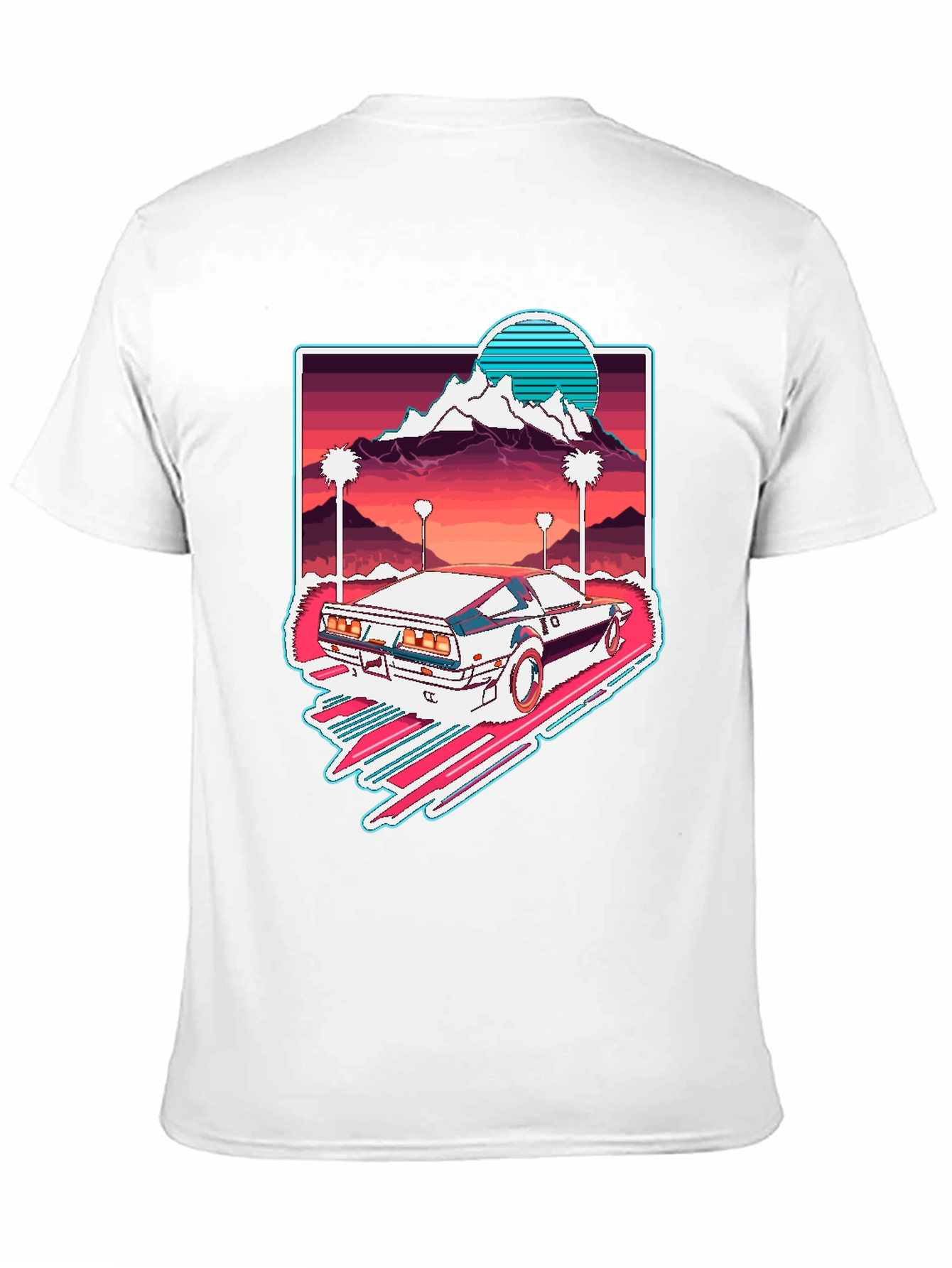 Black Retro Wave Car Graphic Tee - Synthwave Aesthetic T-Shirt view 11