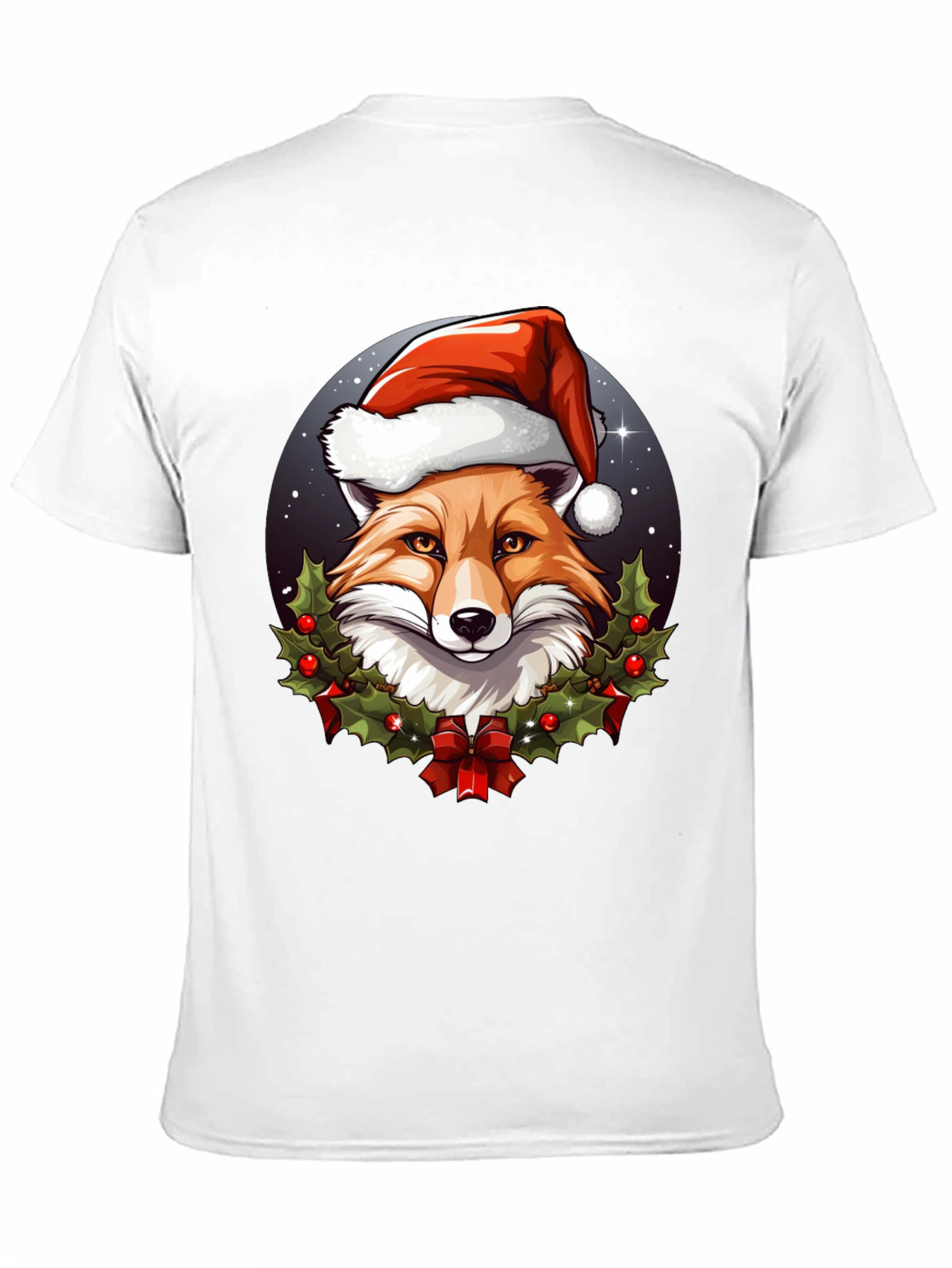 Black Festive Fox Tee: Holiday Spirit Apparel view 11
