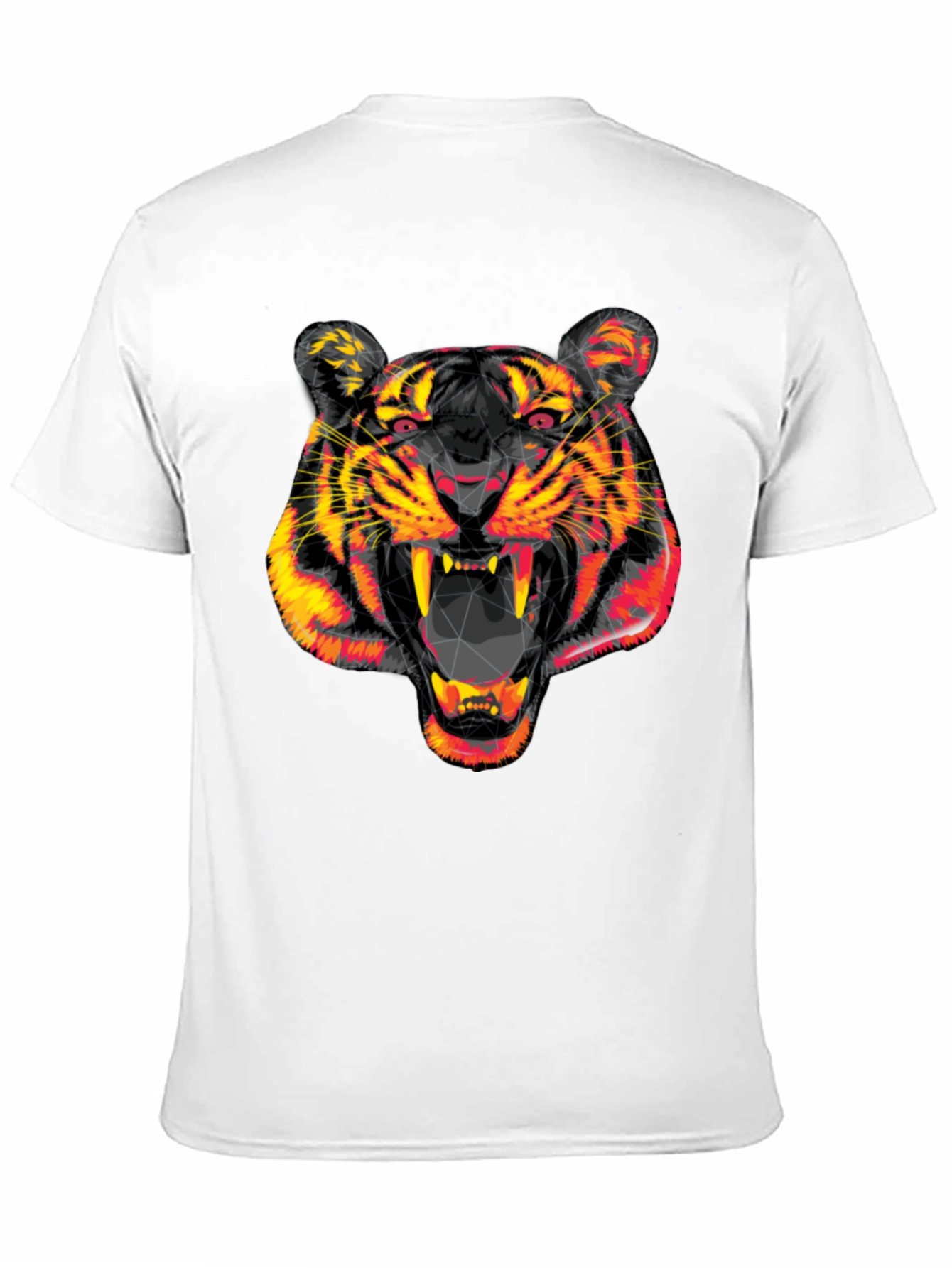 Black Geometric Tiger Head Black Graphic Tee view 11
