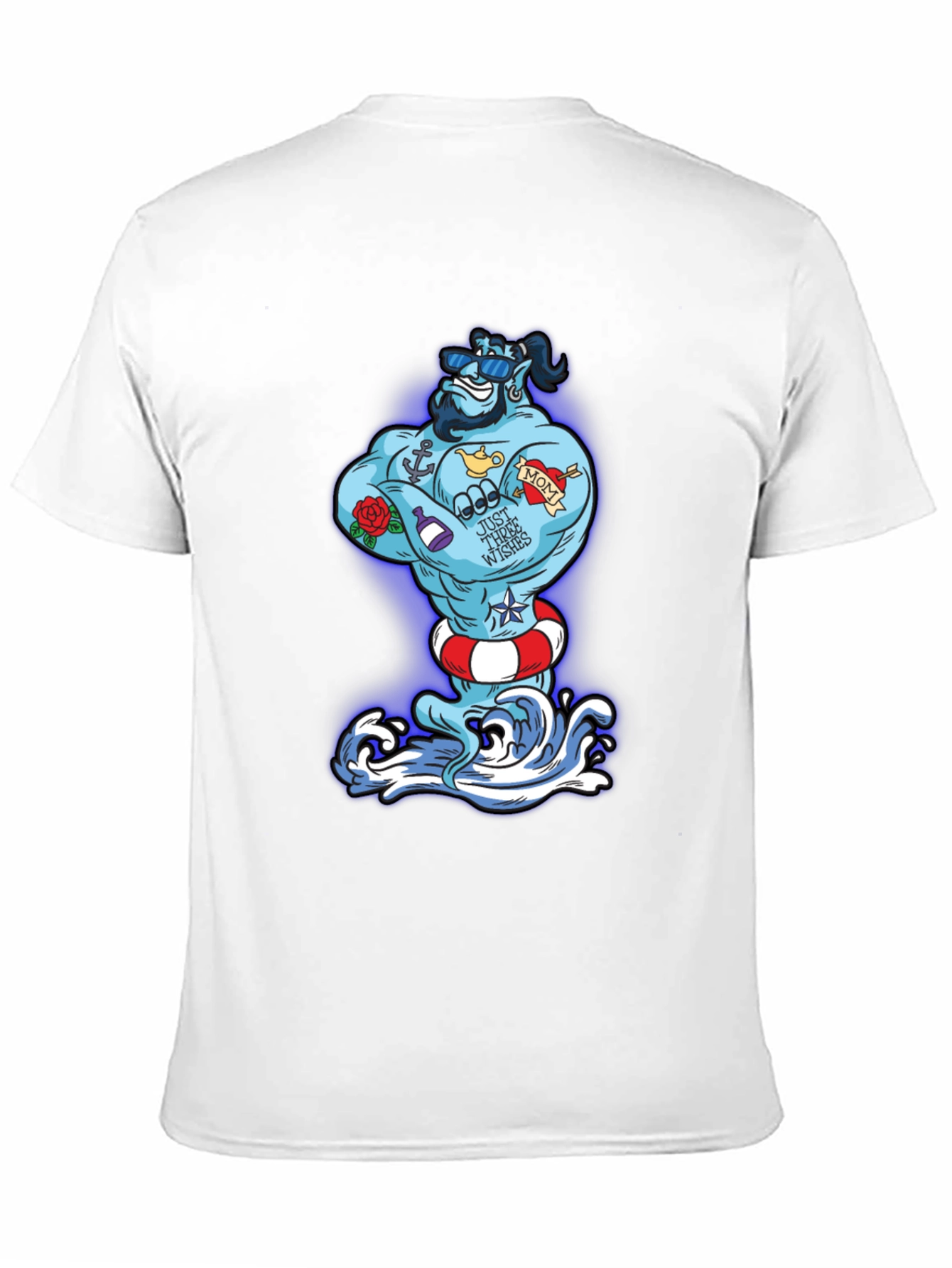 Black Cartoon Genie Tattoo T-Shirt view 11