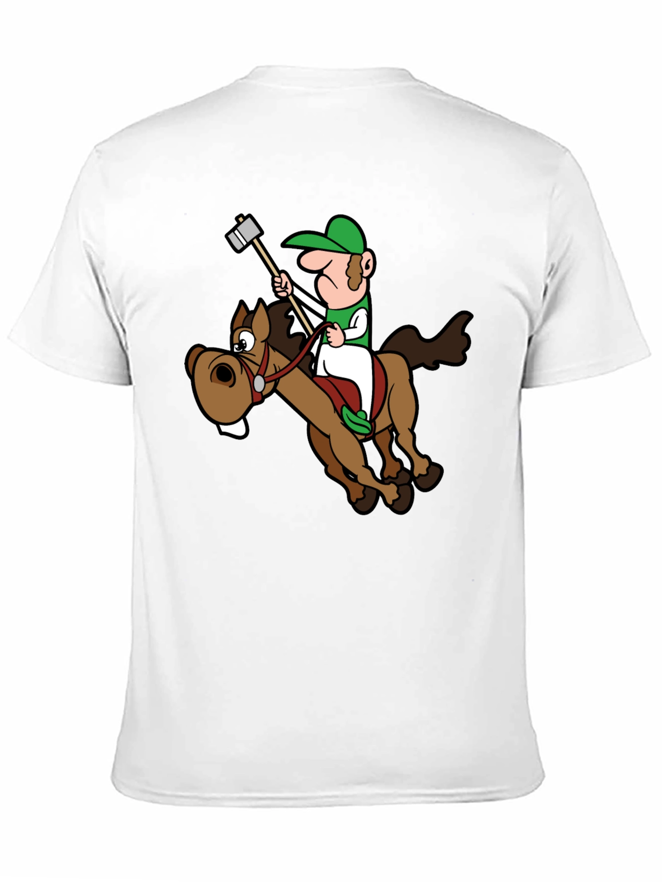 Black Novelty Cartoon Horse Rider T-Shirt view 11
