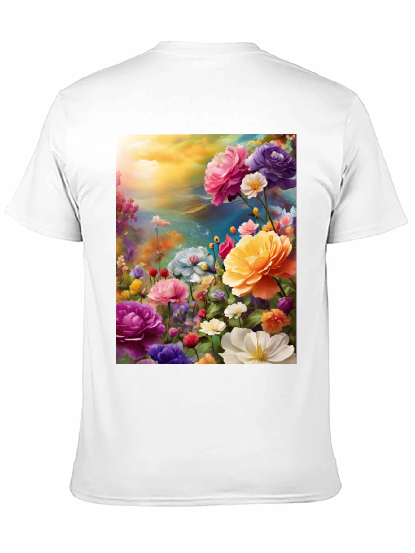 Black Floral Art Print Black T-Shirt view 11