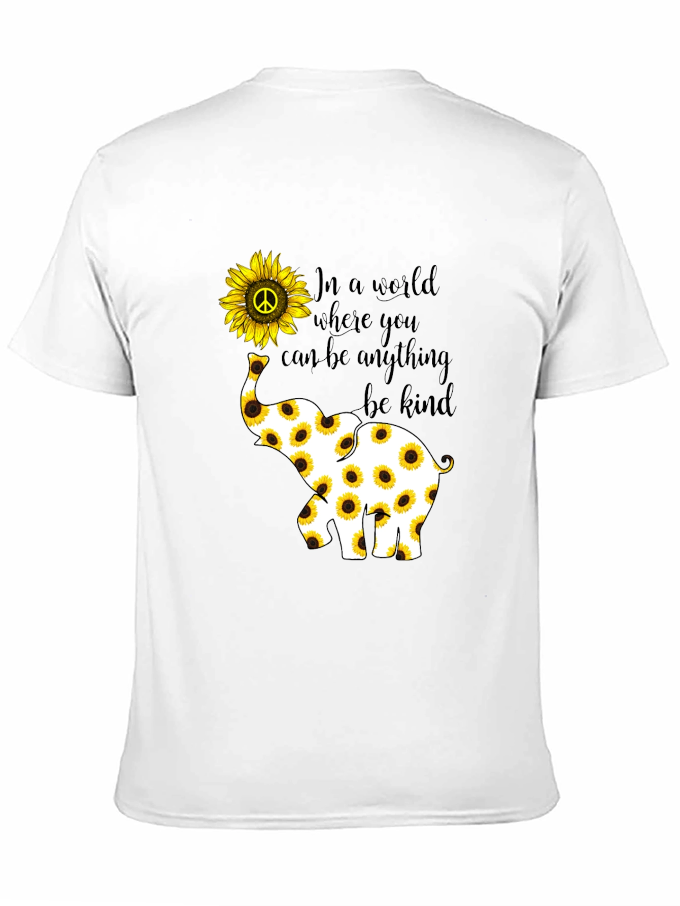 Black Sunflower Elephant Graphic Tee - Be Kind view 11