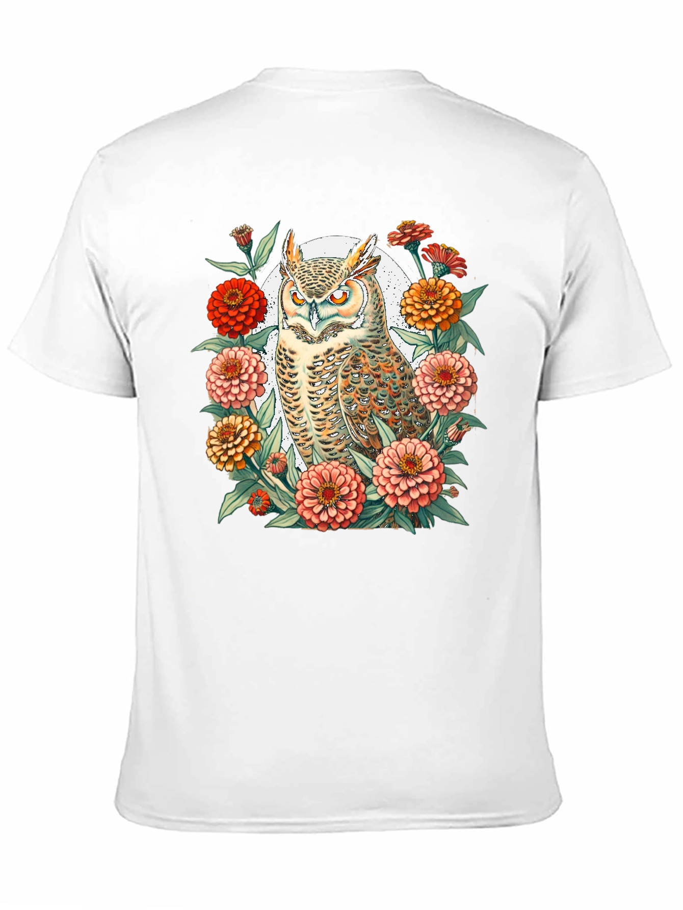 Black Owl and Flower Graphic Black T-Shirt view 11