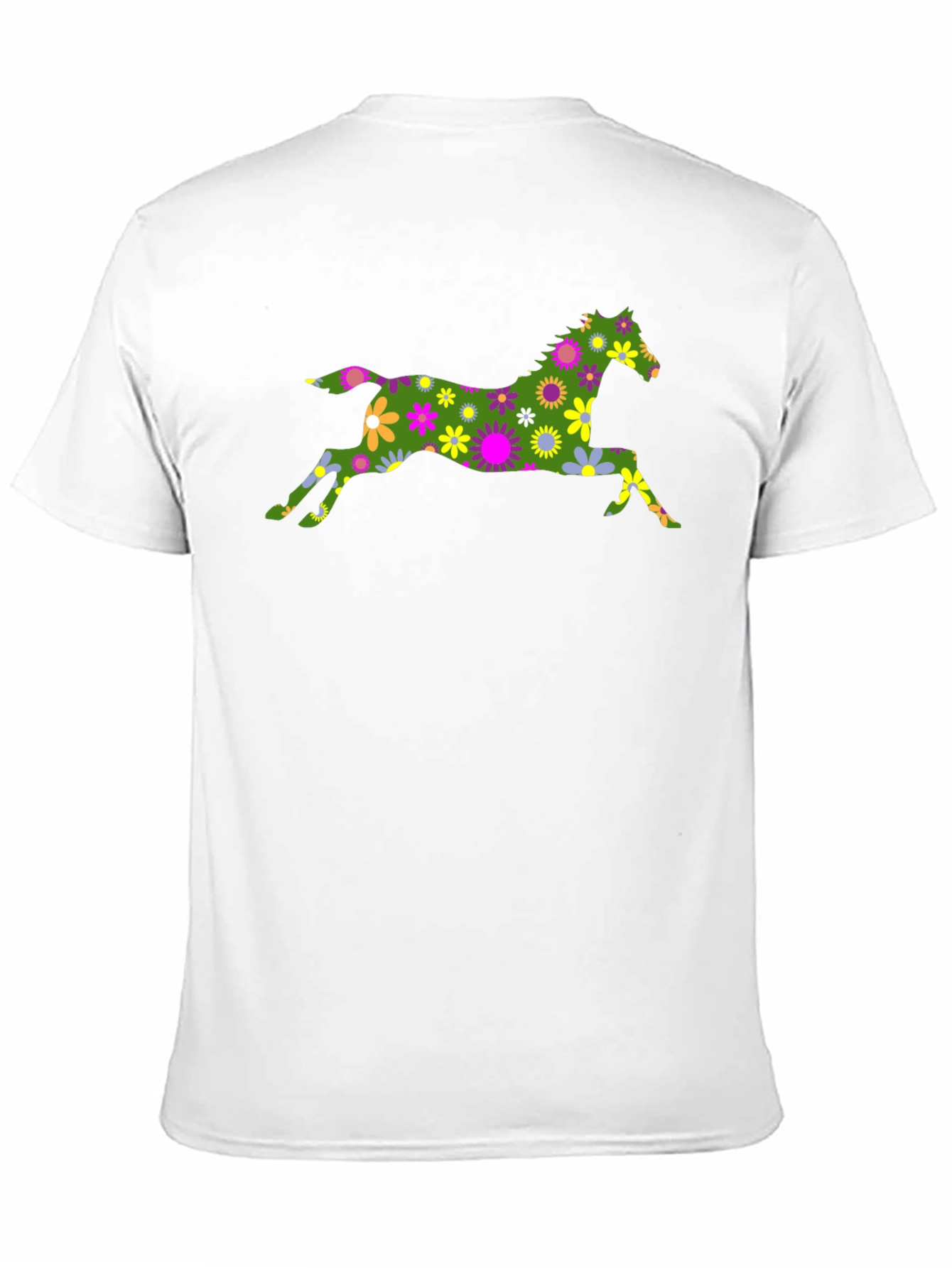 Black Floral Horse Graphic Tee - Black Cotton T-Shirt view 11